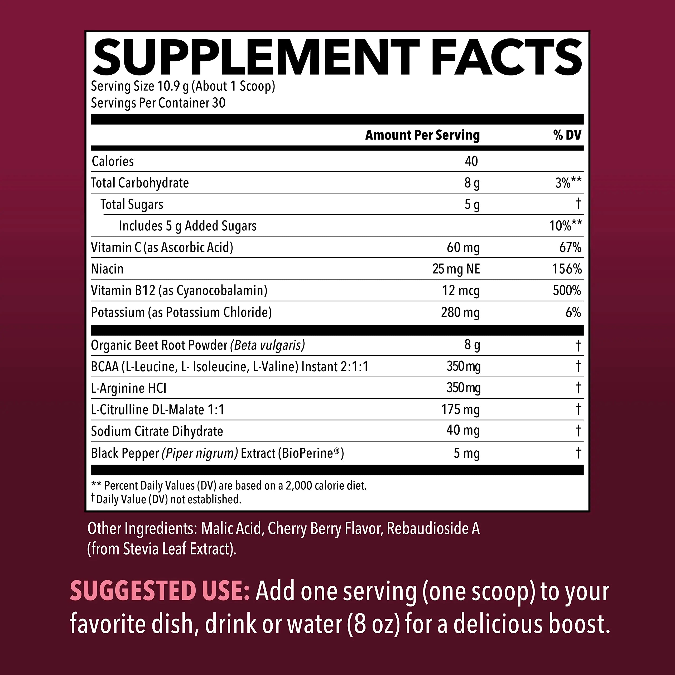 Organic Beet Root Powder with BCAA and L-Arginine for Energy and Stamina Support HAVASU NUTRITION Au supplements