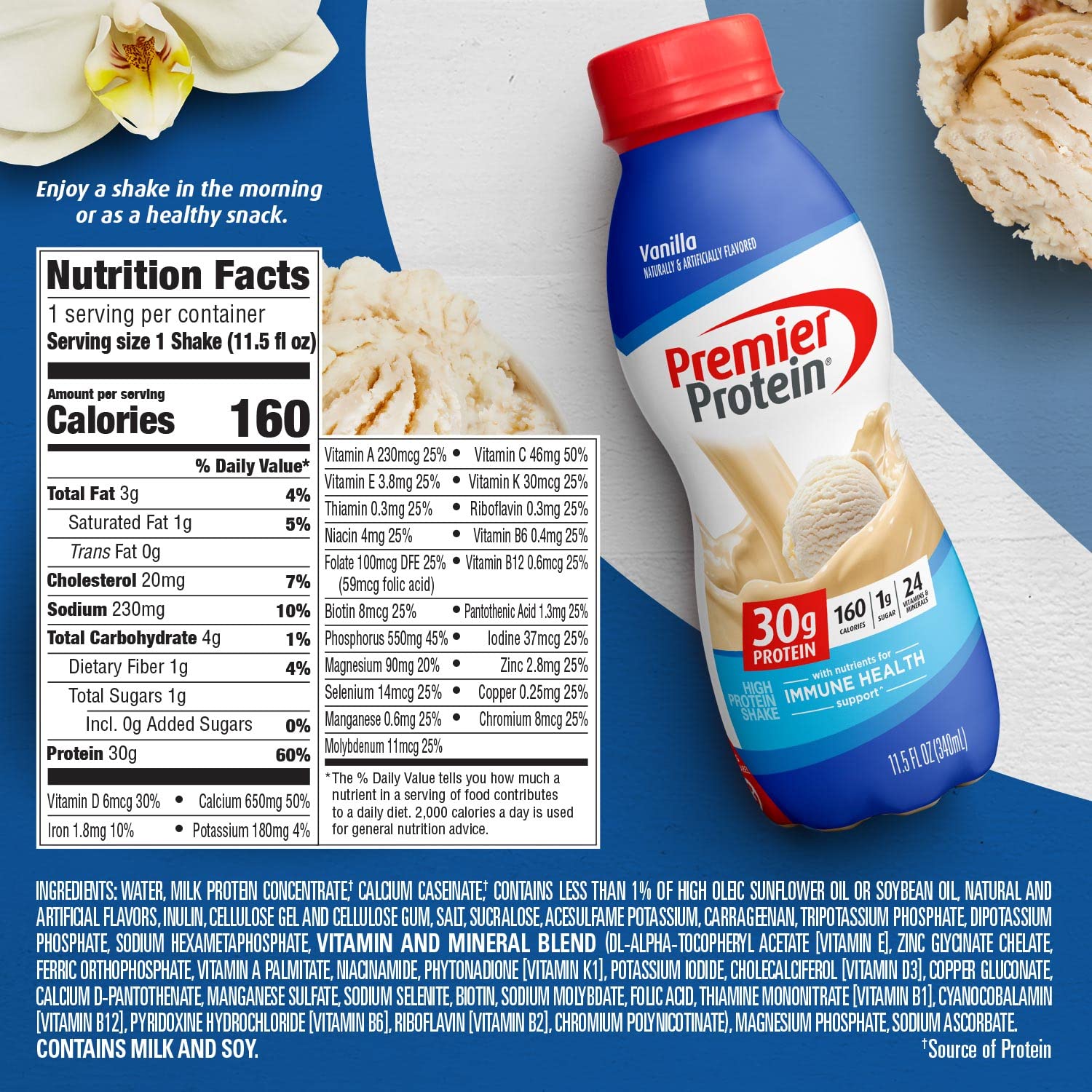 Premier Protein Shake Bottle, Vanilla, Liquid, Powder, keto, 30g Protein, 1g Sugar Premier Protein Au supplements