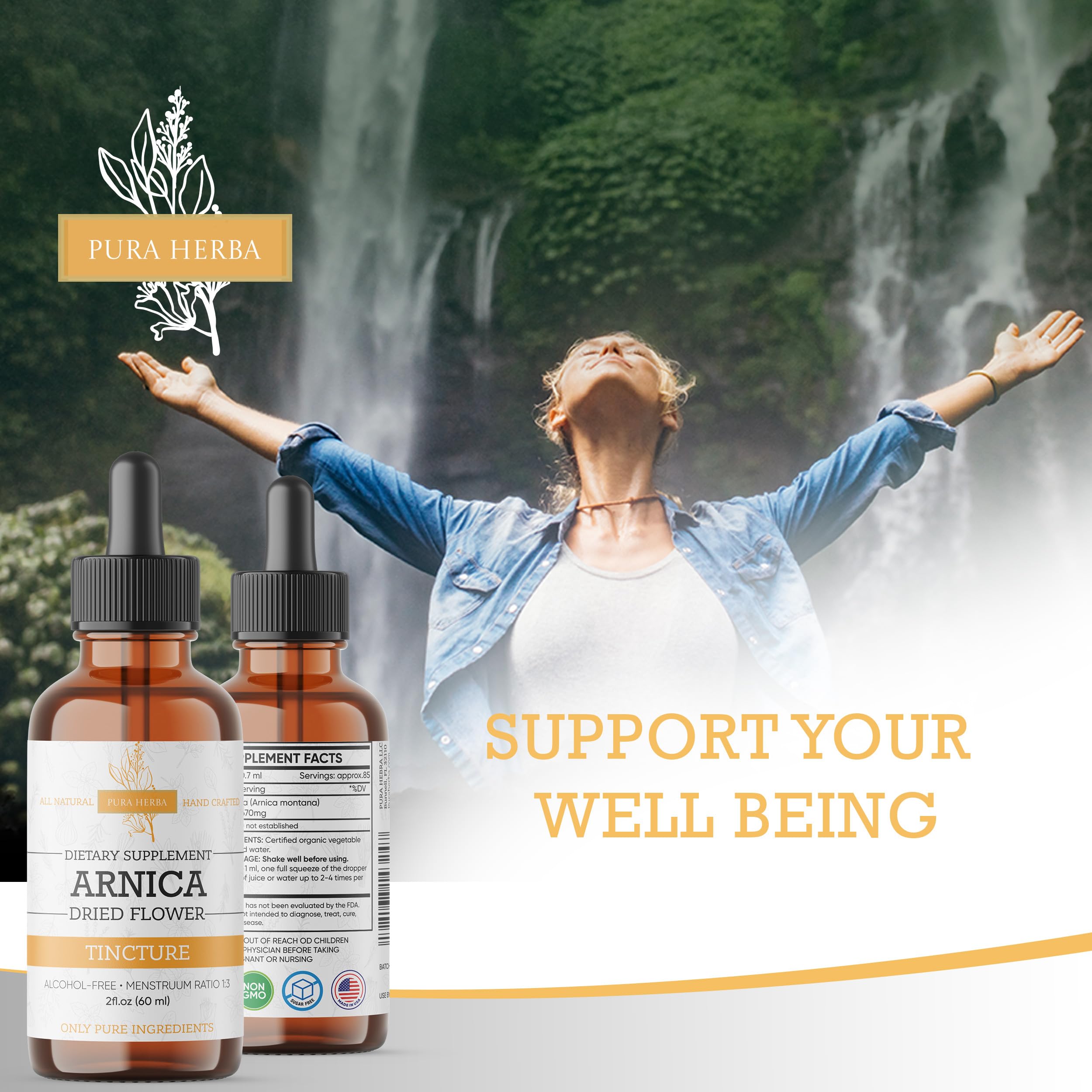 Pura Herba Arnica Liquid Extract – Alcohol-Free, Vegan, Supports Muscle Recovery & Joint Comfort, Fast-Absorbing Tincture, Made in USA – 2 Fl Oz Pura Herba Au supplements