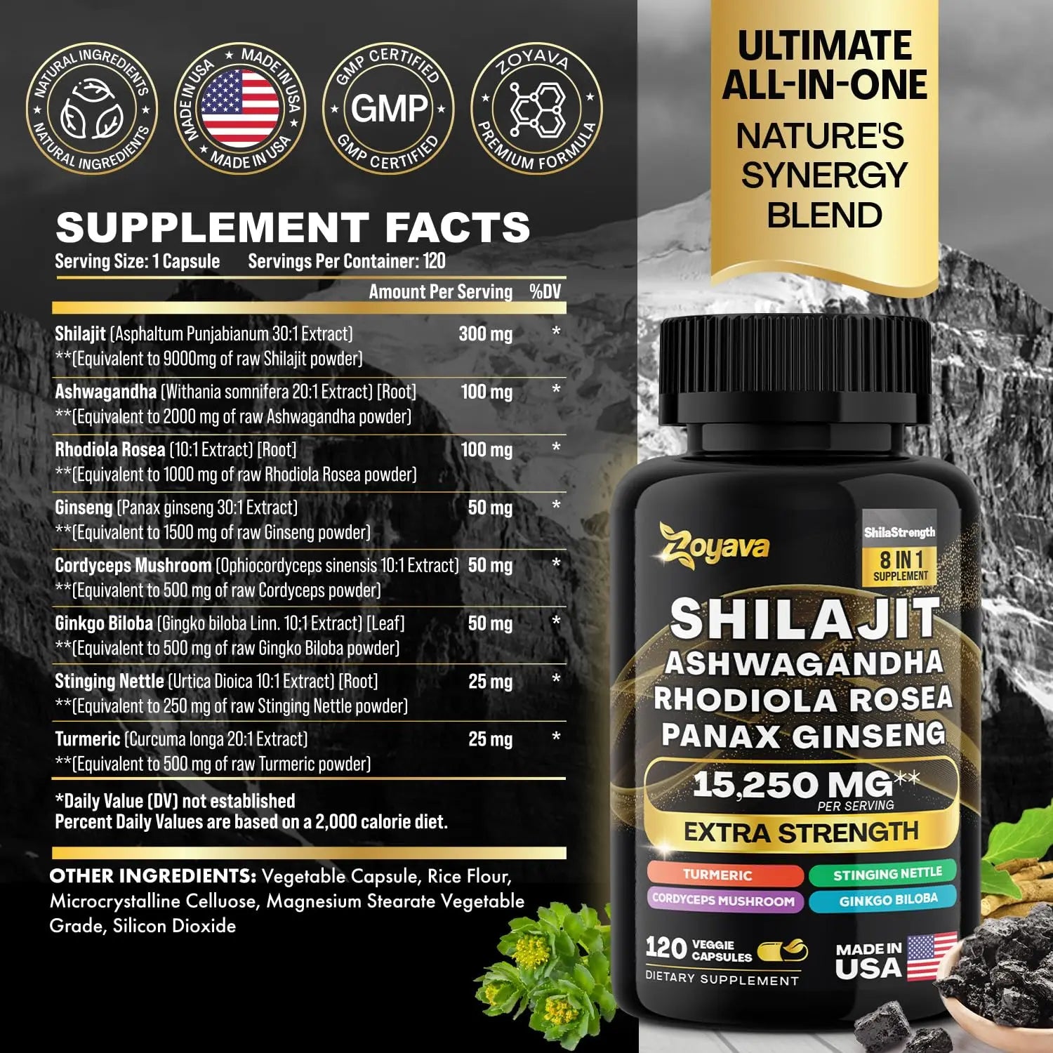 Zoyava Sea Moss Supreme16 Blend 19,445 MG and Shilajit 15,250 MG - Nature's Synergy Zoyava Au supplements