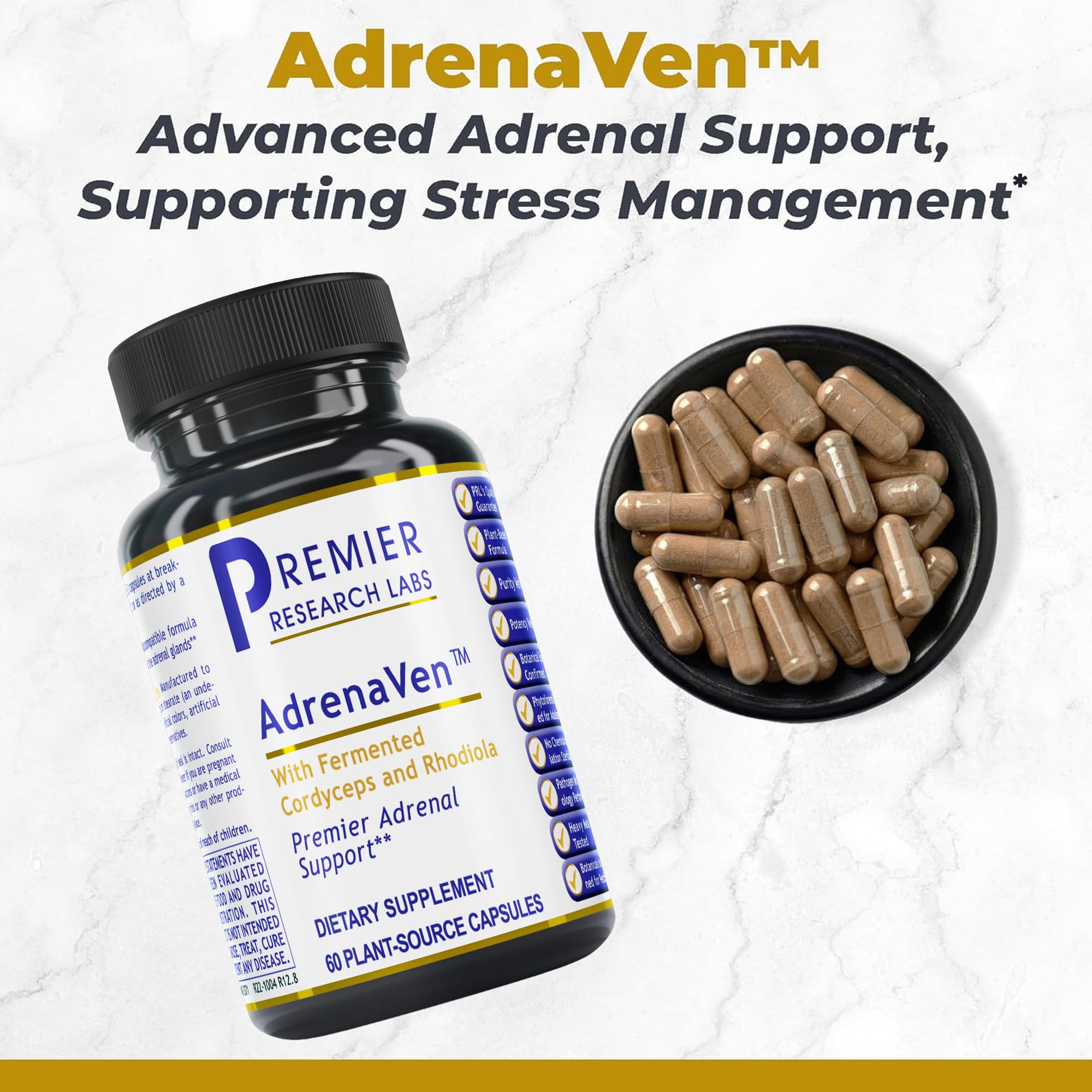 Premier Research Labs 30 Servings-AdrenaVen - Adrenal Health Supplement, Supports Adrenal Gland Health and Stress Response - Organic Adrenal Health - 60 Plant-Source Capsules Premier Research Labs Au supplements
