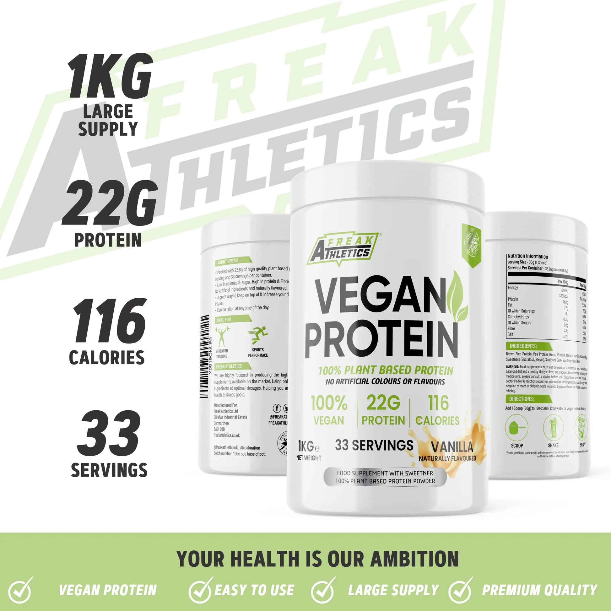 Vegan Protein Powders - Plant Based Vegan Protein Powder 1kg Soy Free Protein Powder Freak Athletics Au supplements