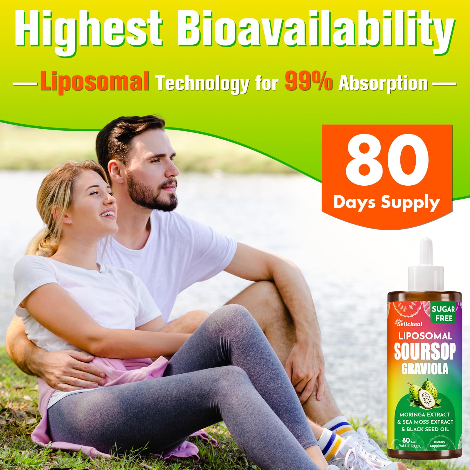 (80ML) Supplement Liquid Drops, 10 in 1 Soursop Multivitamin Drops with Leaf Extract & Sea Moss, for Cell Support & Regeneration, Immunity, Gut, Zzz, Skin & Antioxidant | 2.8 Fl Oz - 80 Days Supply Selicheal Au supplements