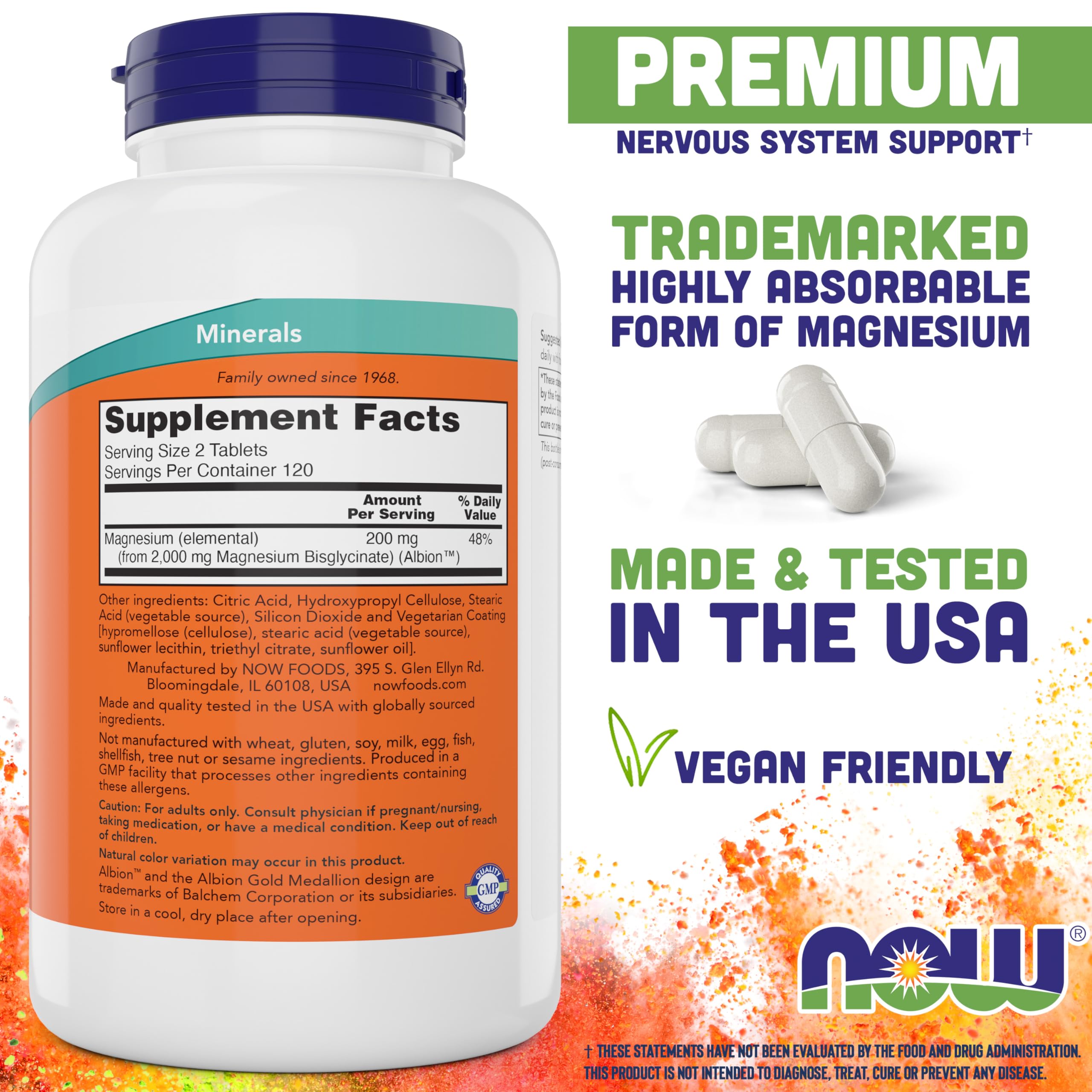 Now Foods Magnesium Glycinate, 240 Tablets - Supports Healthy Muscle and Nerve Functions - Non-GMO NOW Foods Au supplements