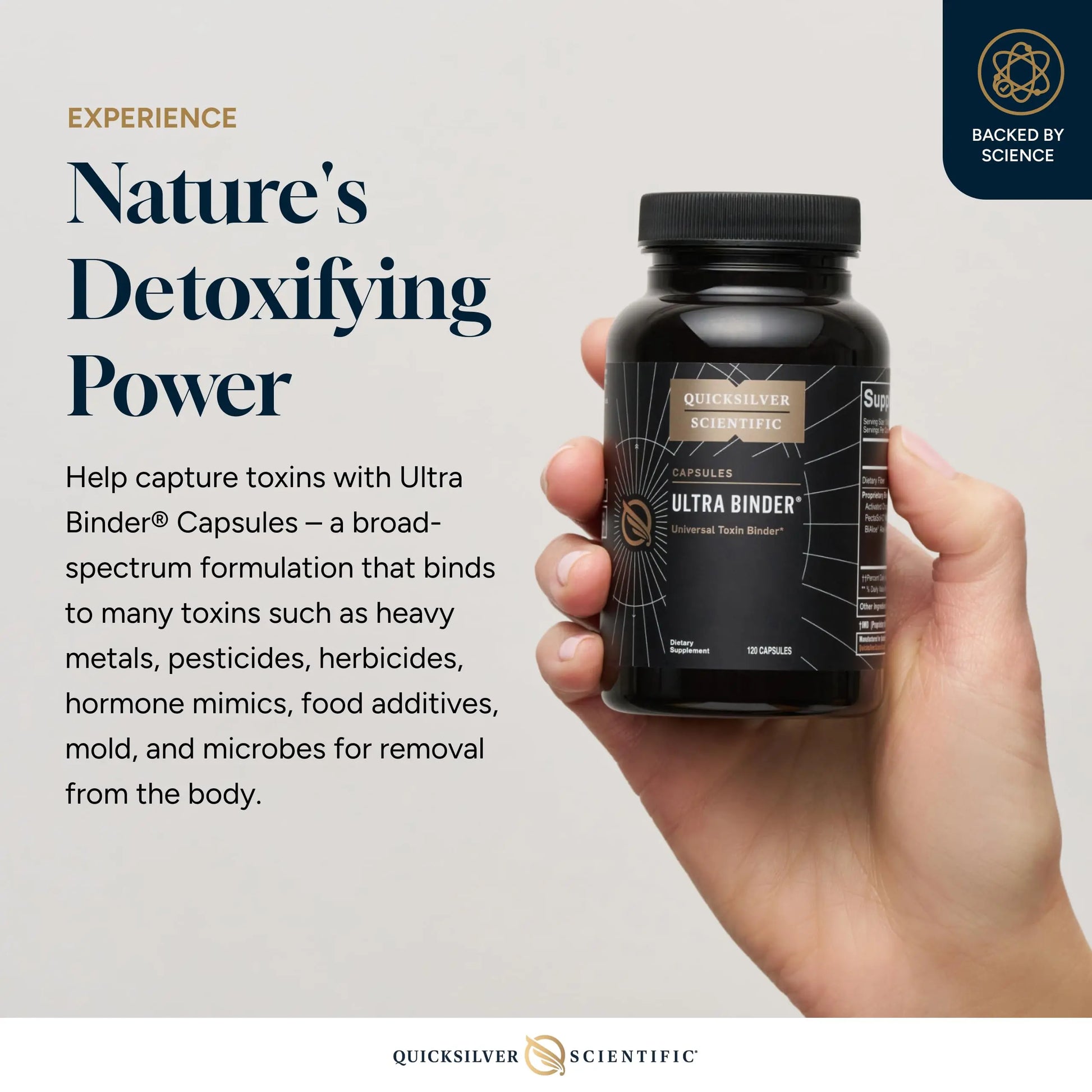 Quicksilver Scientific Ultra Binder - Multi Toxin Binder with Bentonite Clay Powder, Zeolite Detox & Charcoal - Supplement for Gut Support & The Body's Toxin Removal Process (120 Capsules) Quicksilver Scientific Au supplements
