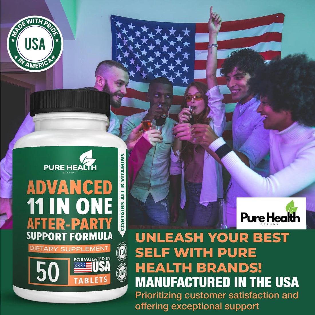 Pure Health Brands Advanced 11-in-ONE After Drinking Support Vitamin - Liver Support, Immune System, Fast Hydration - Before and After Liver Support Formulation - for Better Morning | 50 Tablets Pure Health Brands Au supplements