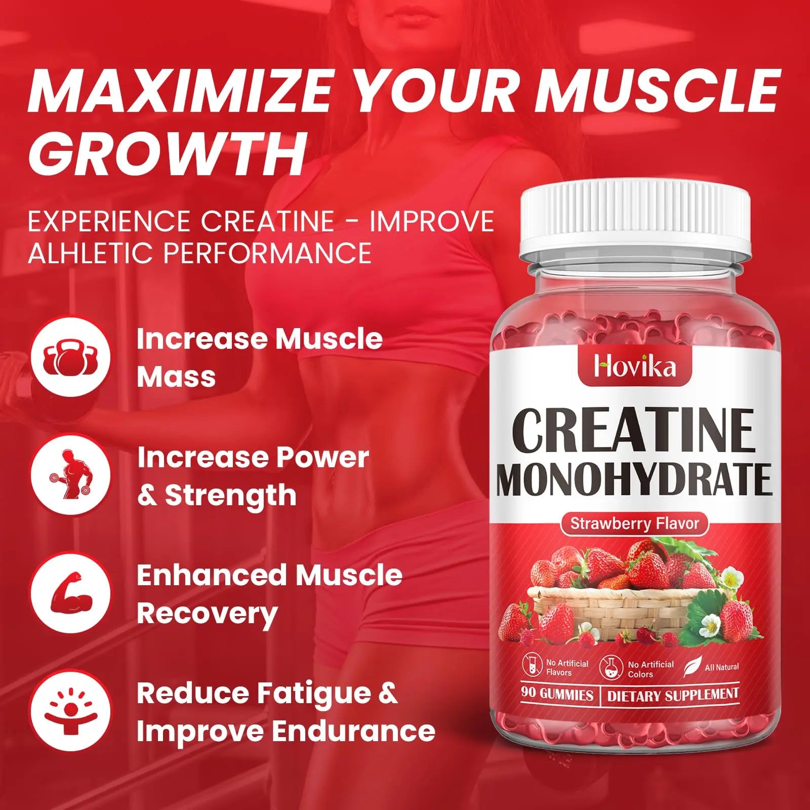Hovika Creatine Monohydrate Gummies for Men & Women, Chewable 3g Creatine Monohy Hovika Au supplements