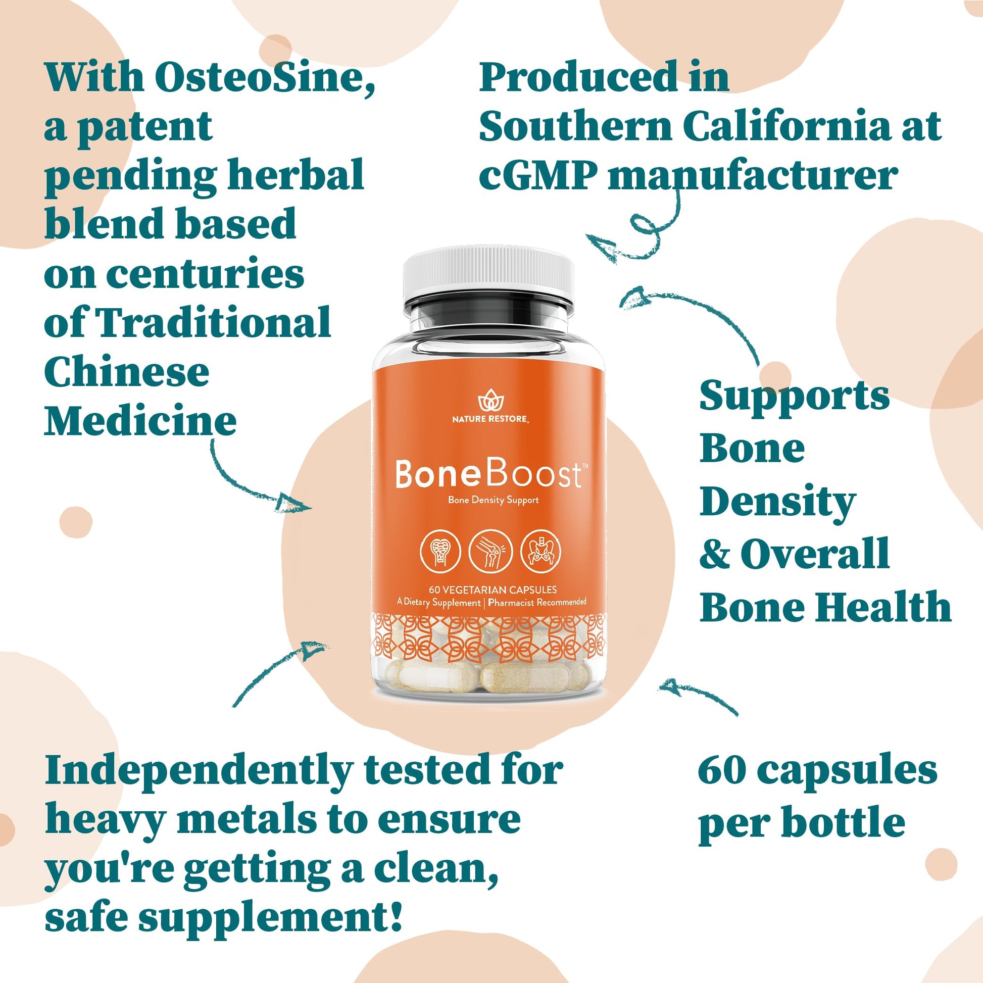 Nature Restore BoneBoost, Natural Bone Health Supplement, 60 Capsules, Manufactured in USA, Non GMO, Gluten Free Nature Restore Au supplements