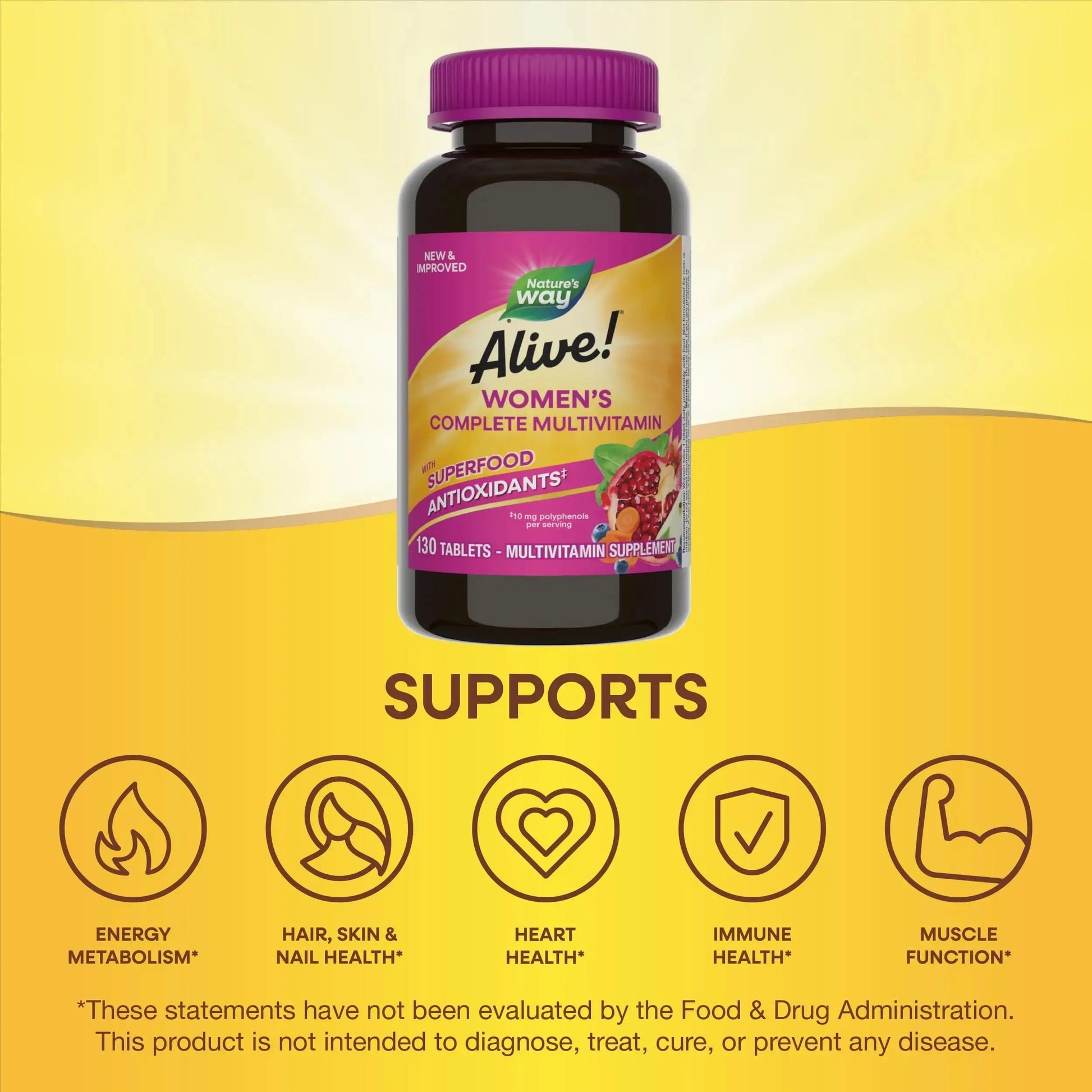 Nature's Way Alive! Daily Complete Multivitamin for Women, Supports Energy Metabolism, Hair, Skin & Nails*, B-Vitamins, Superfood Antioxidants Nature's Way Au supplements