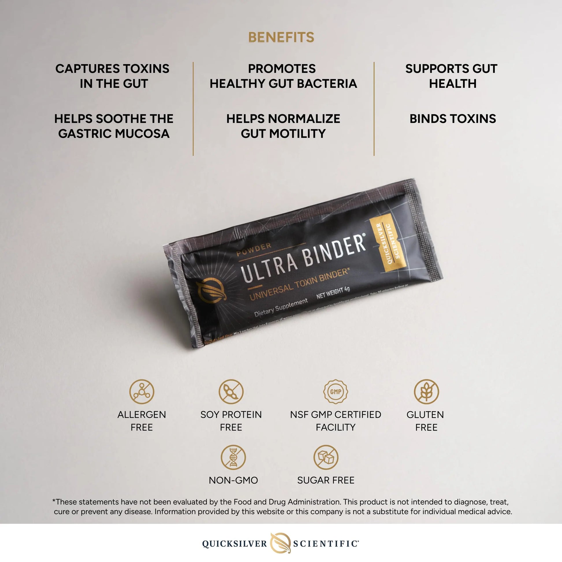 Quicksilver Scientific Ultra Binder Stick Packets - Multi Binder with Bentonite Clay Powder, Zeolite Detox & Charcoal - Supplement for Gut Support & The Body's Toxin Removal Process (20 Sticks) Quicksilver Scientific Au supplements