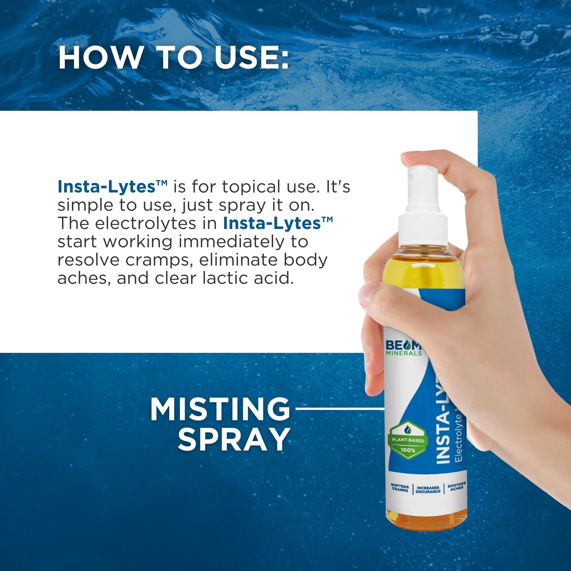 BEAM MINERALS Insta-Lytes | How to Stop Leg Cramps Immediately Electrolyte Misting Spray | Fulvic Acid Trace Minerals | Fast Micronutrients Supplements | 2 fl Oz BEAM MINERALS Au supplements