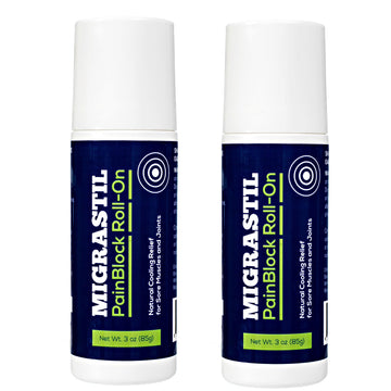 Migrastil PainBlock Roll-On 3 oz - Topical Roll-On for Muscle Aches, Cramps, Joint & Nerve Discomfort. Works Great on Shoulders, Neck, Feet, Knees, Legs, Back, Elbows, HIPS, Etc. (2) Basic Vigor Au supplements