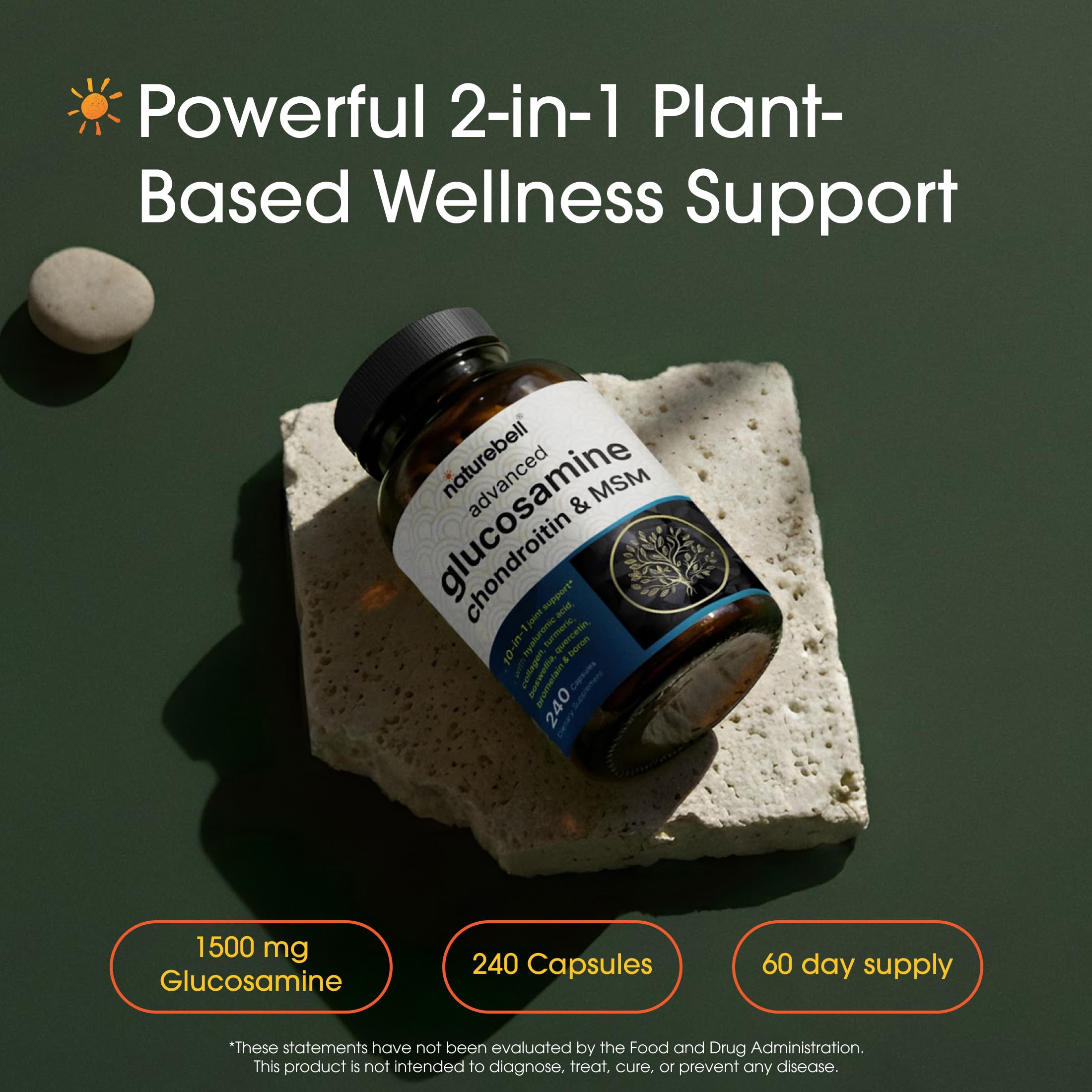 NatureBell Advanced Glucosamine Chondroitin & MSM - 240 Capsules - 10-in-1 Joint Support Complex* - Includes Hyaluronic Acid, Turmeric, Glucosamine, Collagen & More NatureBell Au supplements