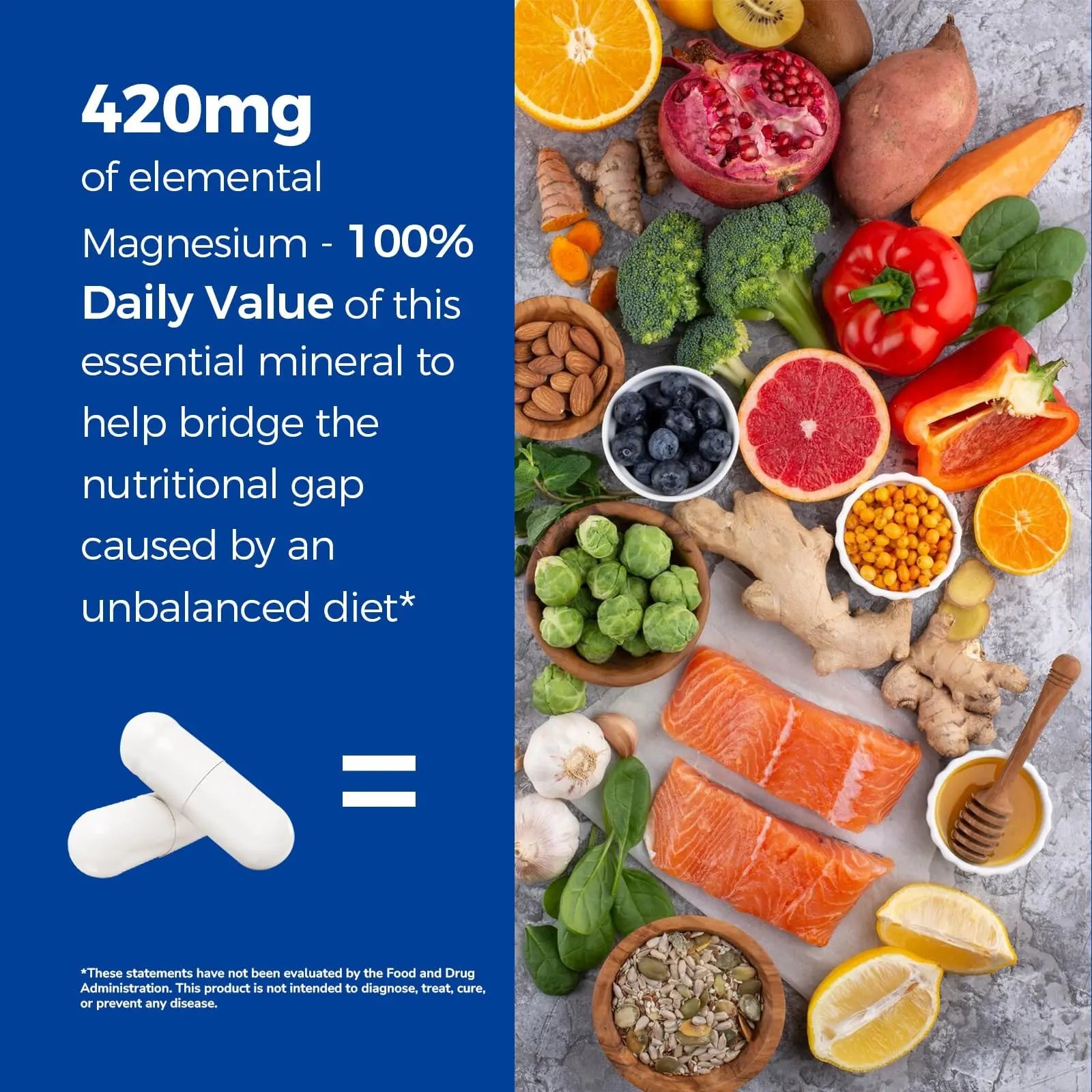 Vitalibre 10 in 1 Magnesium Complex, 420mg Elemental Magnesium | Ultra Strength, Max Absorption | Chelated Magnesium Supplement for Nerves, Bone & Heart Health | Non-GMO, 120 Vegan Capsules Vitalibre Au supplements