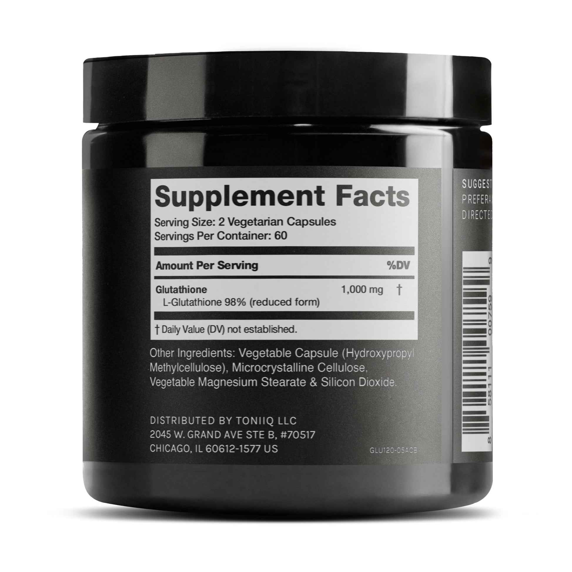 Toniiq Ultra High Strength Glutathione Capsules - 1000mg Concentrated Formula - 98%+ Highly Purified and Bioavailable - Non-GMO Fermentation - 120 Capsules Reduced Glutathione Supplement Toniiq Au supplements