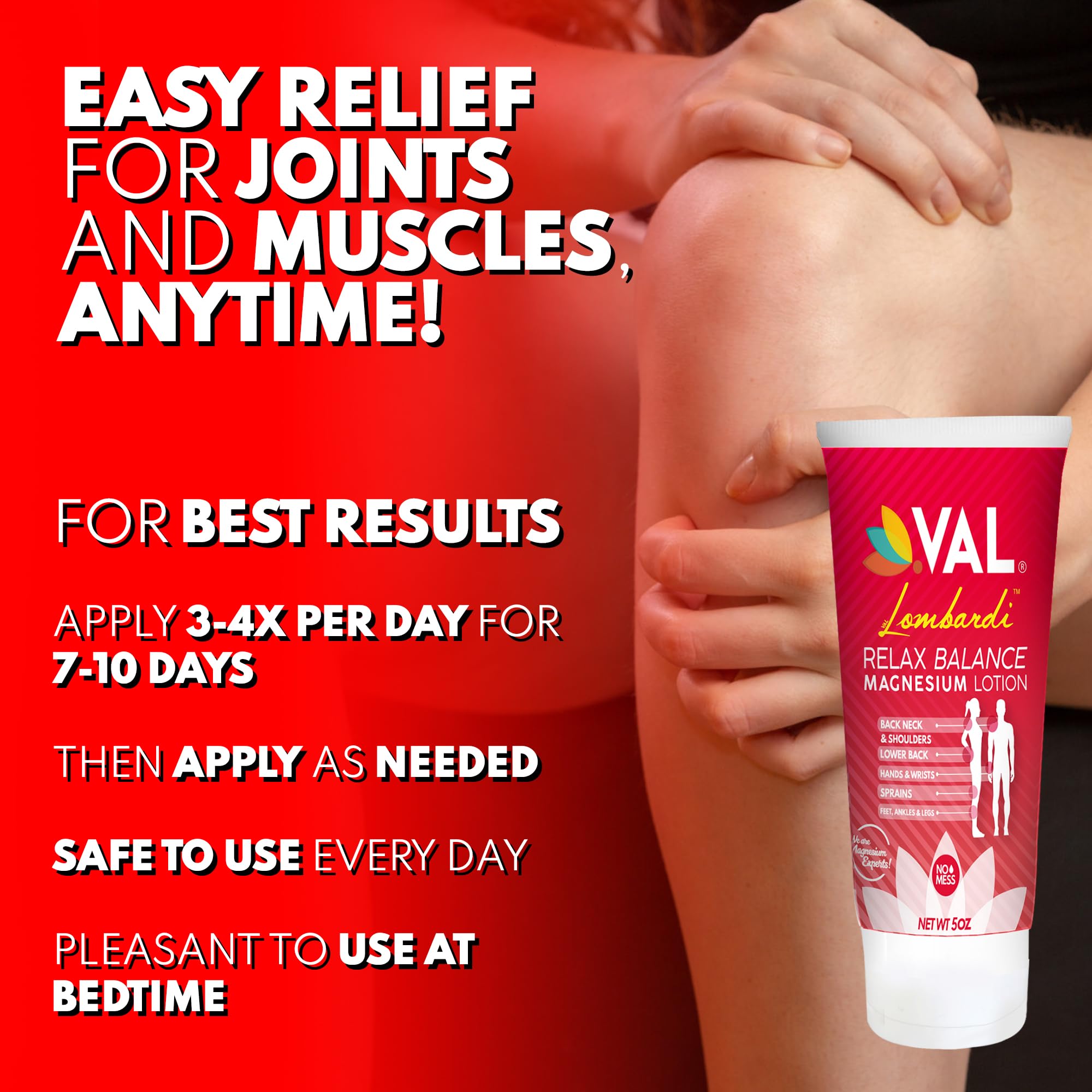 VAL Lombardi Relax Balance Magnesium Lotion | Arnica, Camphor & Menthol | Fast Relief for Joints, Muscles, Back, Shoulders, Feet | Non-Greasy | 5oz VAL Au supplements