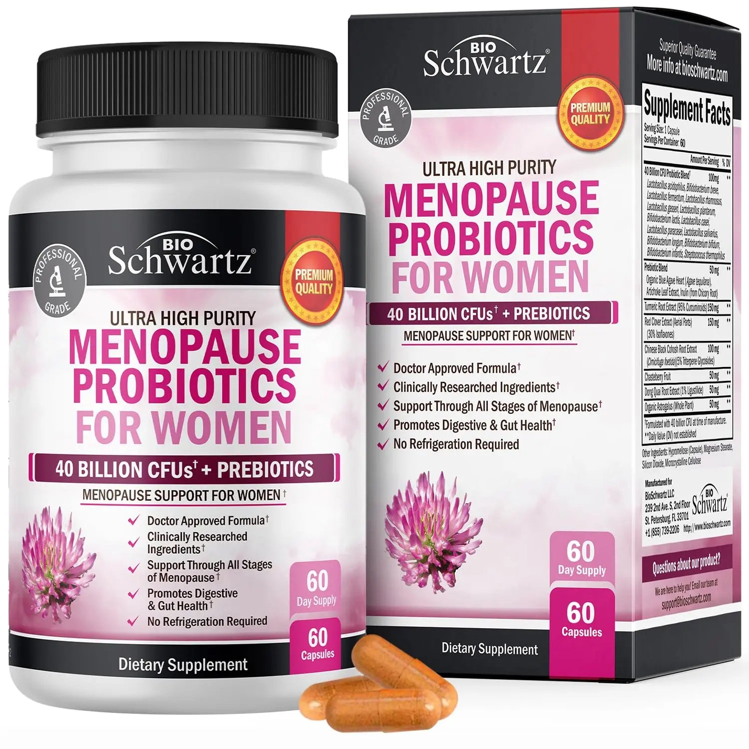 Menopause Support Probiotics for Women - Unique Menopause Relief for Hot Flashes BioSchwartz Au supplements