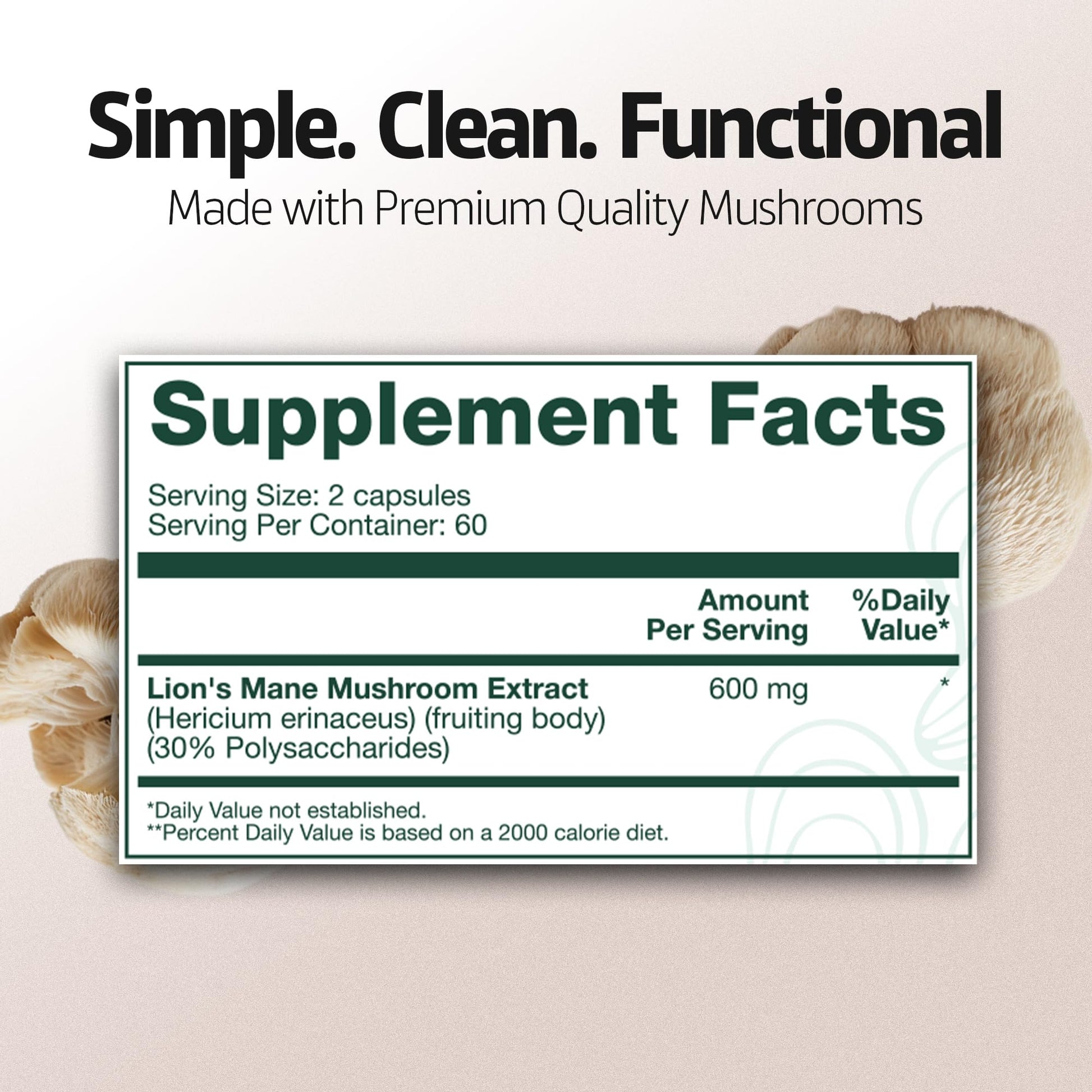Energized Lions Mane Supplement Capsules (120ct),Brain Supplements for Memory and Focus, Nootropic for Brain Fog Relief Made in USA,30% Polysaccharides,Natural Brain Health Support Elevia Wellness Au supplements