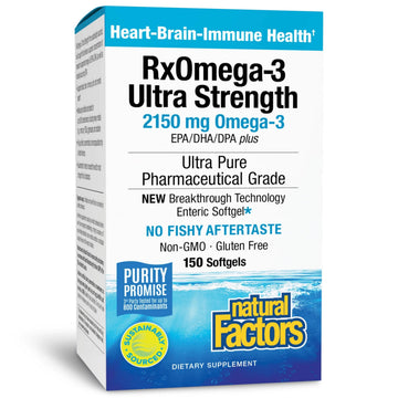 Natural Factors RxOmega-3 Ultra Strength - Brain & Heart Health Support - Eye Health Supplement with EPA & DHA - Supplement with Omega-3 Fatty Acids - 150 Softgels (75 Servings) Natural Factors Au supplements