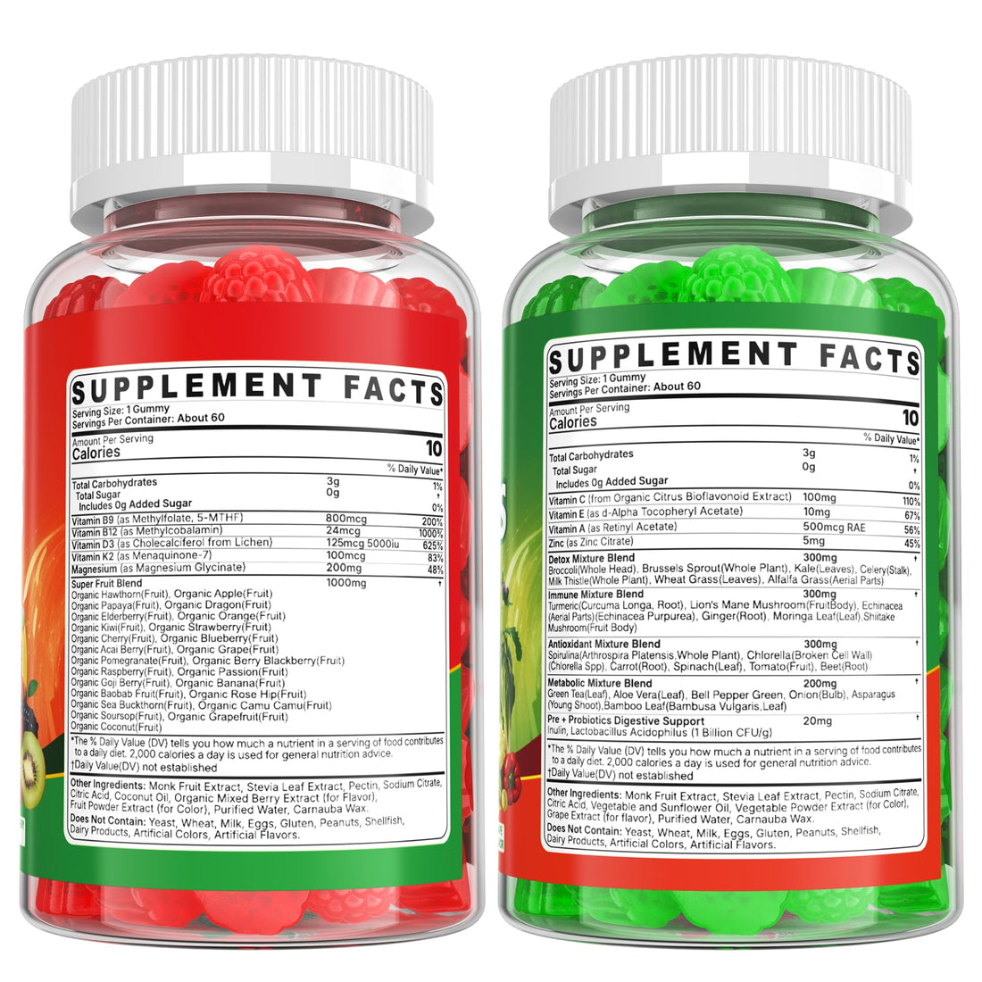 Super Greens Gummies, Daily Green Superfood Supplement w/Spirulina, Chlorella, Mushrooms, Probiotics, Multivitamins, 50+ Super Greens & Veggies Gummies to Boost Immunity, Energy & Gut Health, 120cts EnvyCure Au supplements