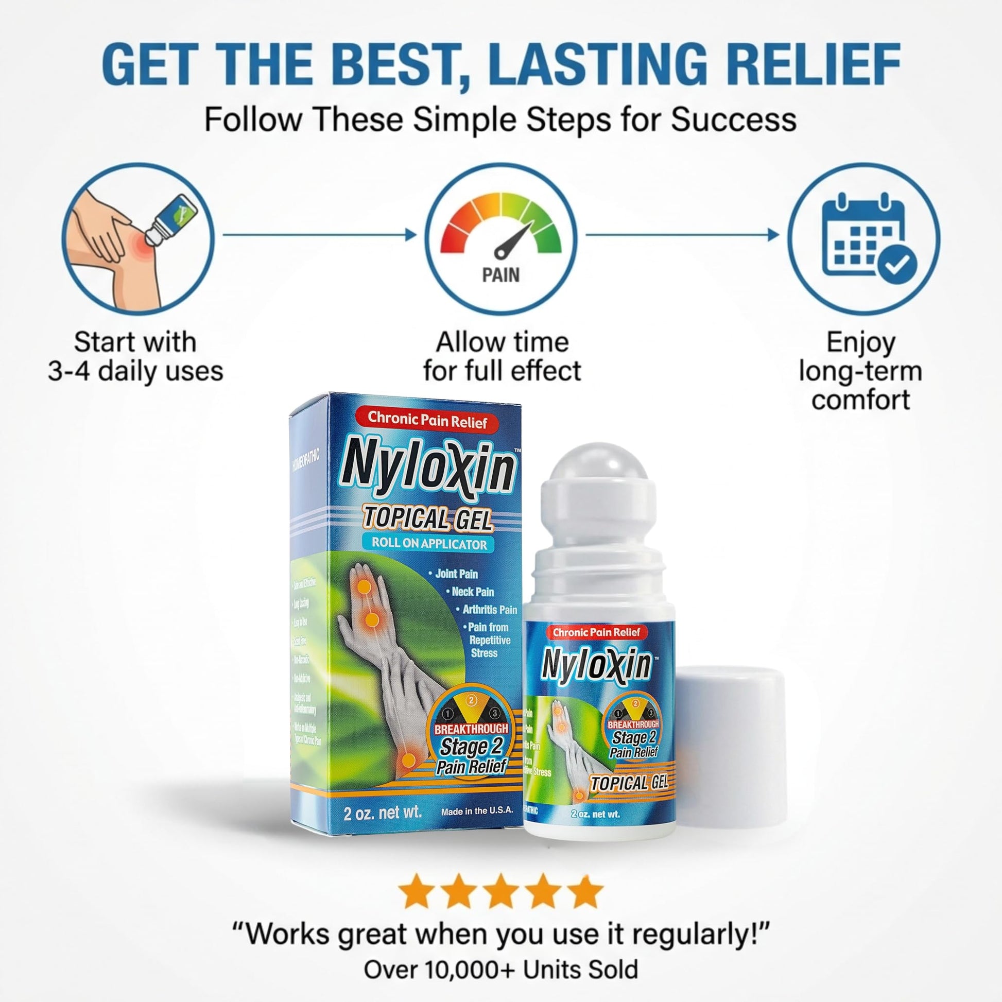 Nyloxin Extra Strength Roll-On Arthritis Pain Relief Gel, Back Pain Relief, Neuropathy Pain Relief, Nerve Pain Relief, Knee Pain Relief, Foot Pain Relief, Muscle Pain Relief, Joint Pain (2 oz) Nyloxin Au supplements