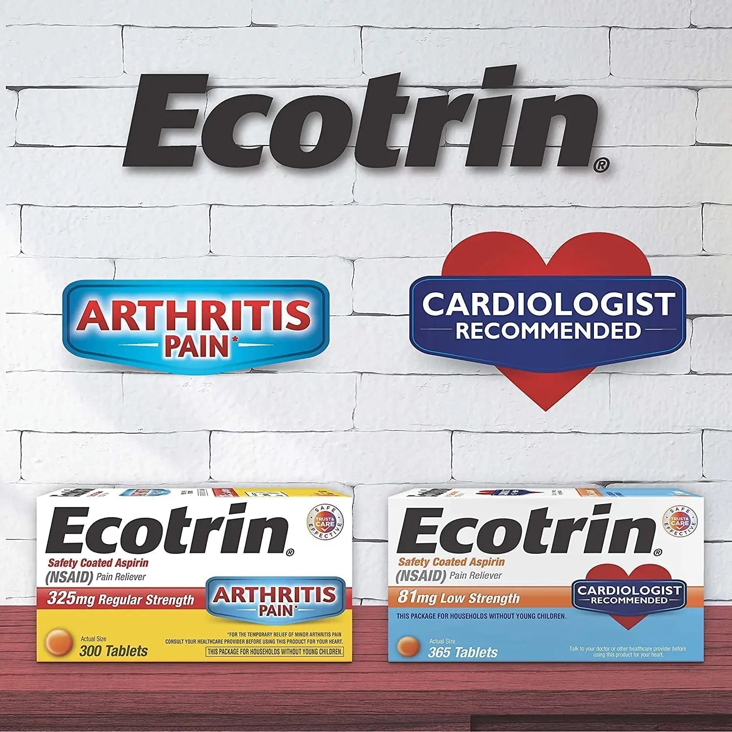 Ecotrin Low Strength Safety Coated Aspirin | NSAID | 81mg | 365 Tablets (2 Pack) Ecotrin Au supplements