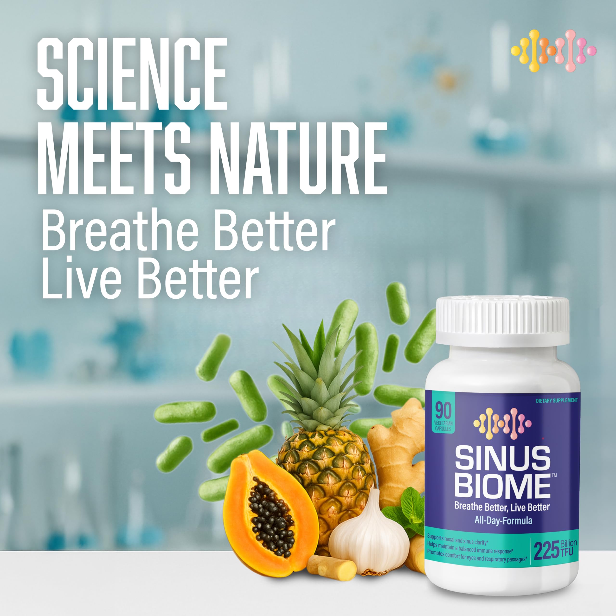 NANOWELL Sinus Biome All-Day Formula Dietary Supplement, 90 Vegetarian Capsules, 225 Billion TFU for Nasal, Sinus, Respiratory Support NANOWELL Au supplements