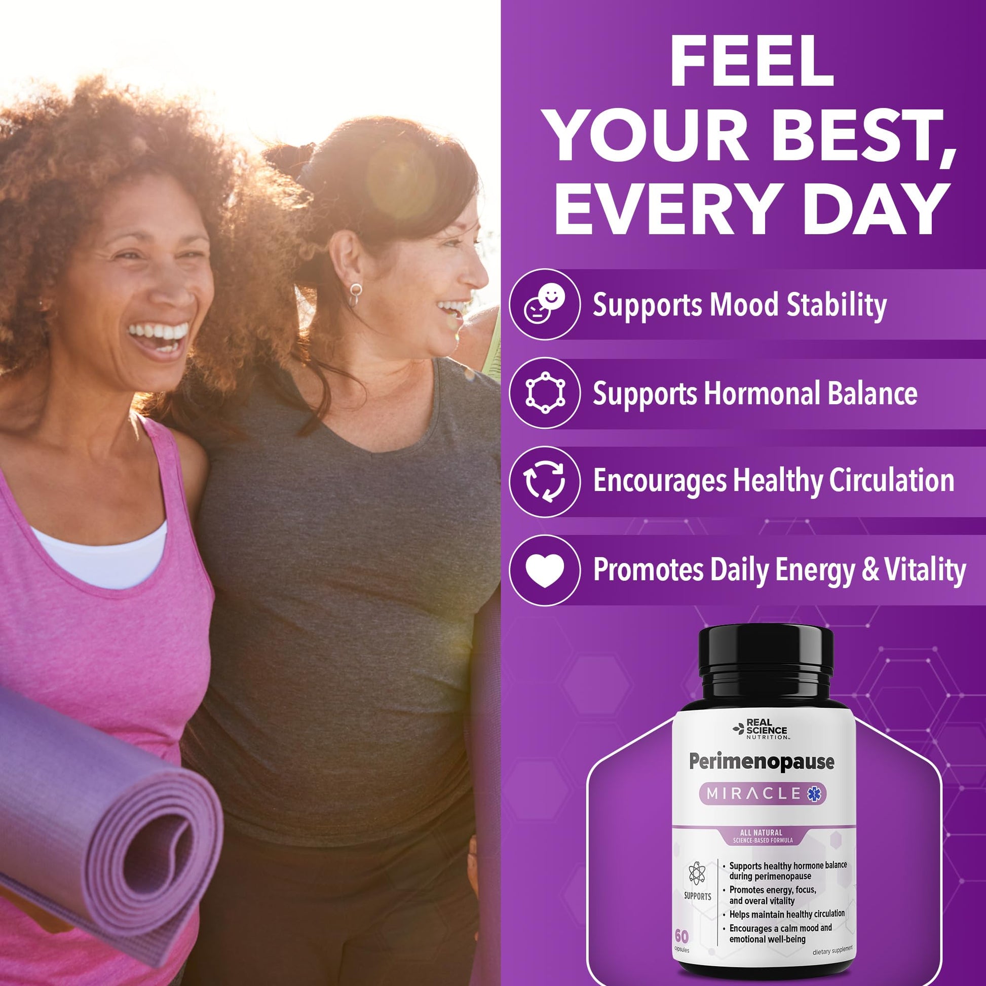 Real Science Perimenopause Supplements for Women for Hormone Balance & Energy Support – Nitric Oxide Formula with Vinitrox, GABA & Essential Vitamins for Hot Flashes, Mood & Energy – 60 Caps Real Science Nutrition Au supplements
