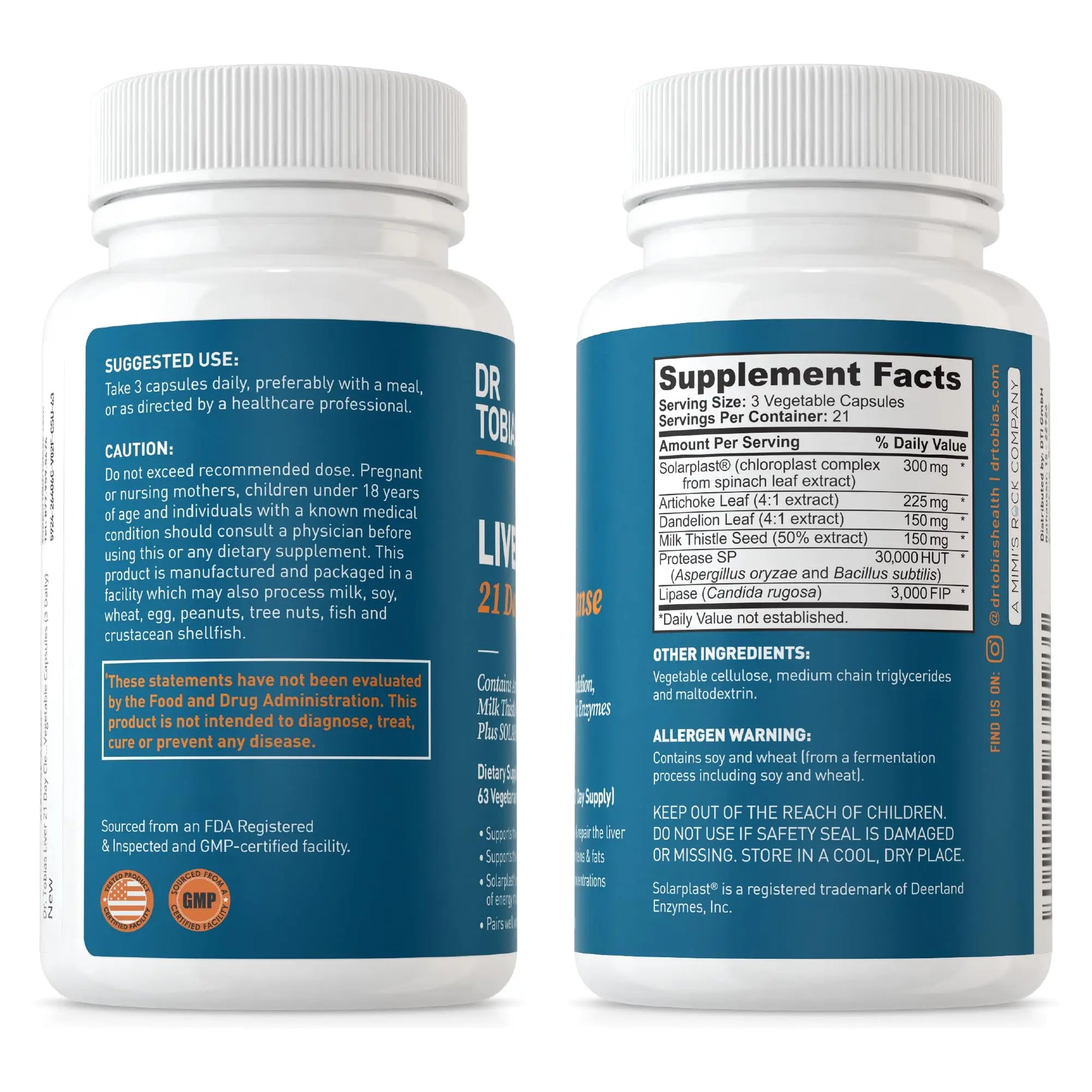 Dr. Tobias Liver 21 Day Cleanse, Herbal Liver Detox Cleanse with Solarplast, Artichoke Dr. Tobias Au supplements