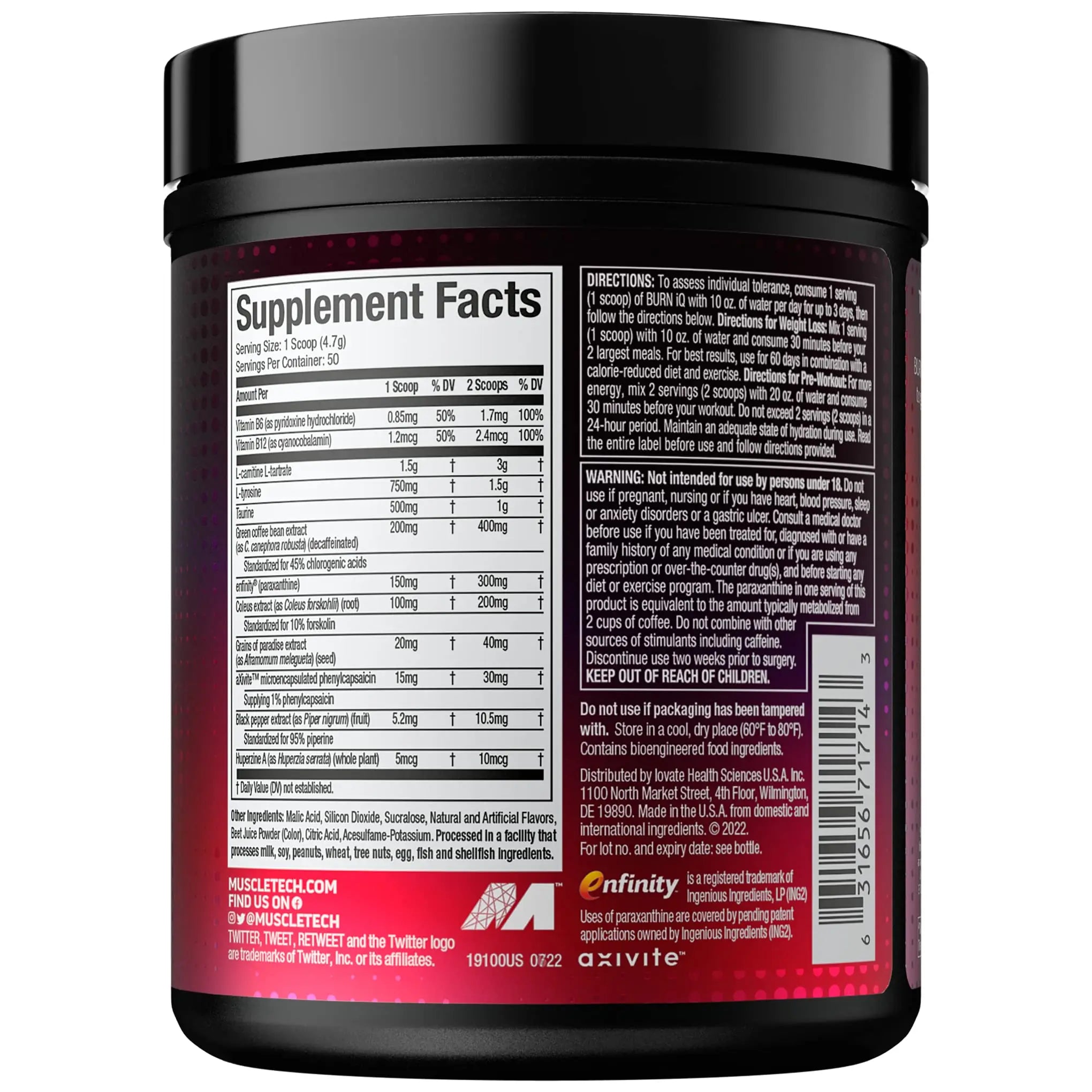 MuscleTech Burn IQ Smart Thermo Supplement Fueled with Paraxanthine Enhanced Energy MuscleTech Au supplements