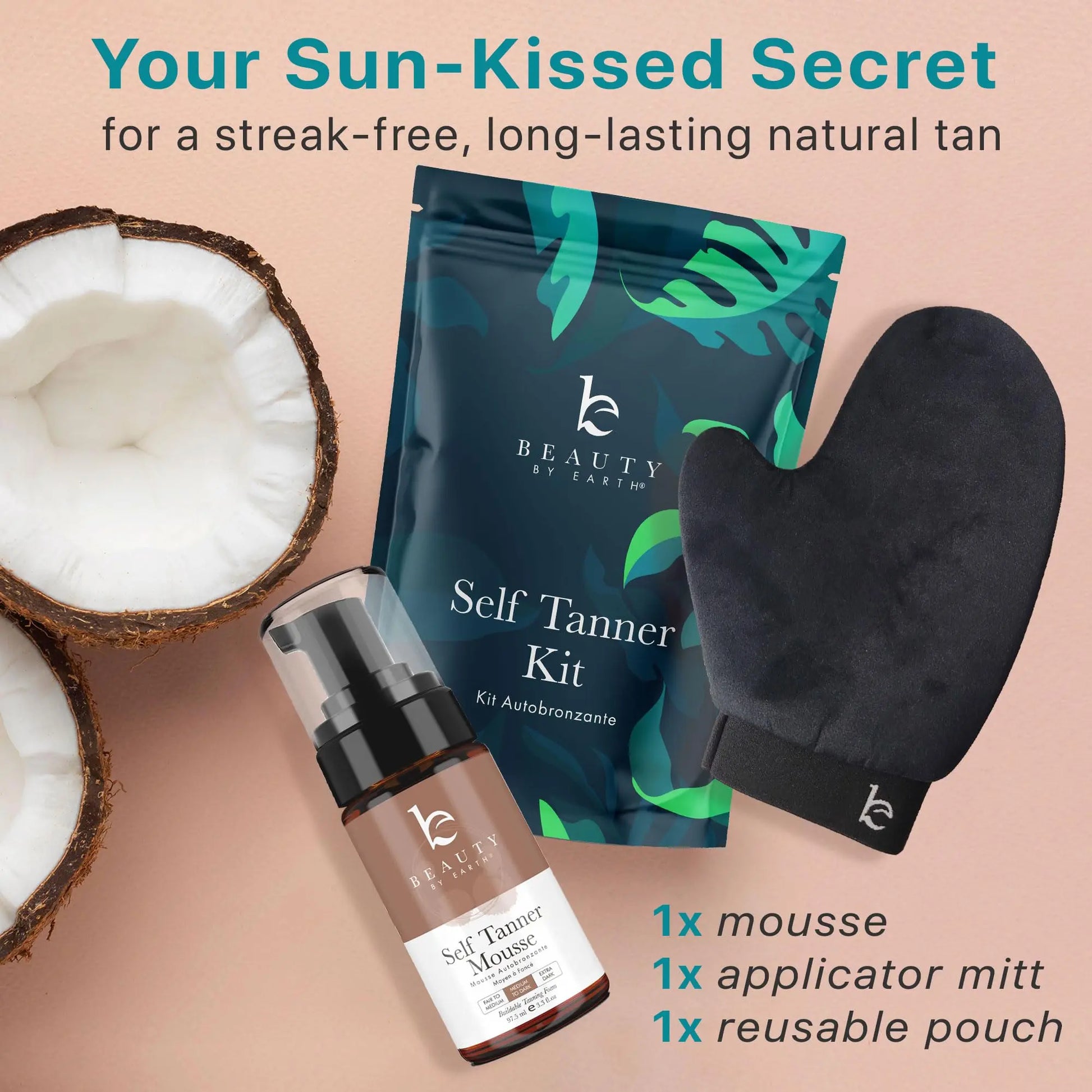 Self Tanner Tanning Mousse Kit - USA Made with Natural & Organic Ingredients Beauty by Earth Au supplements