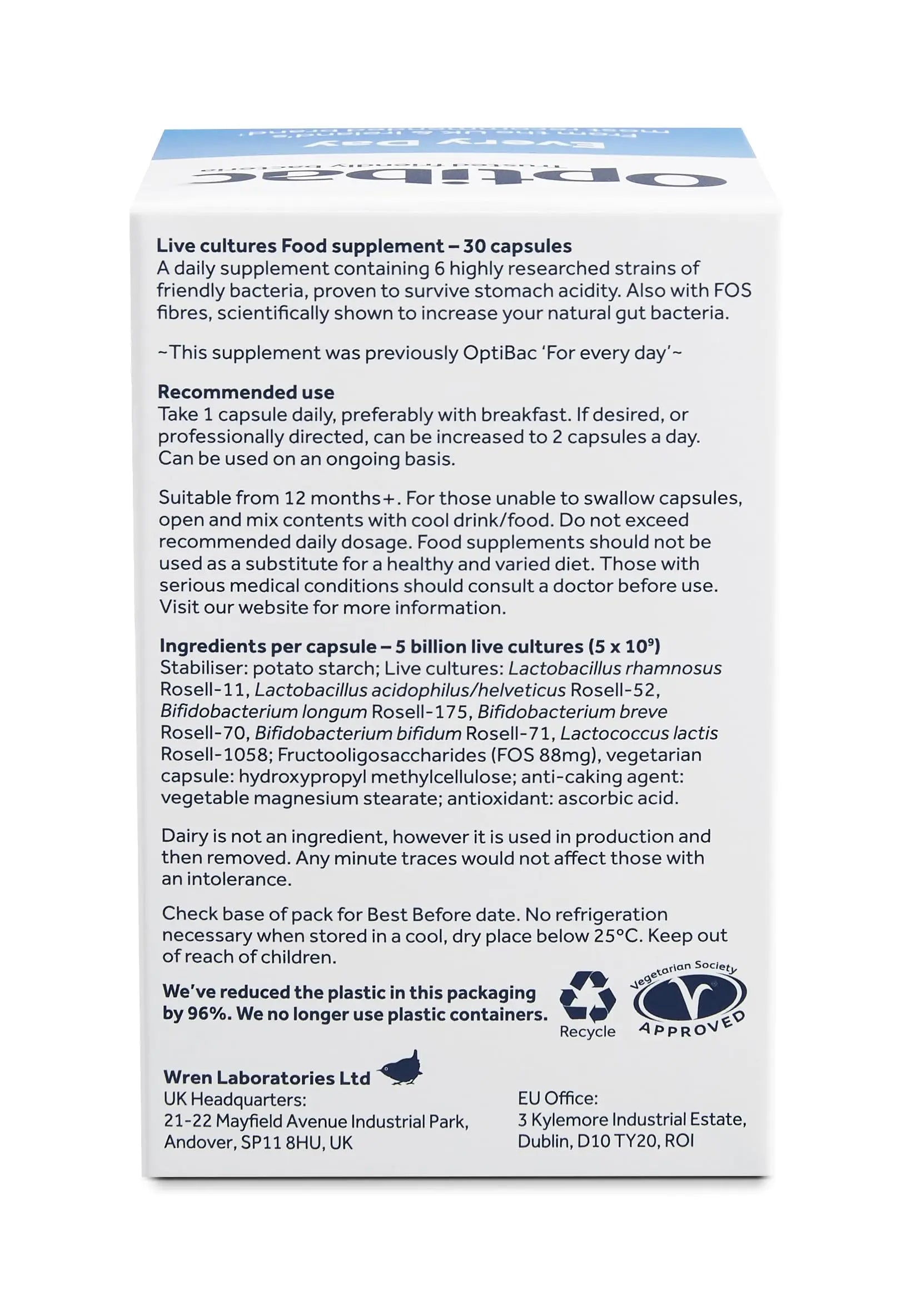 Optibac Probiotics Every Day - Digestive Probiotic Supplement with 5 Billion Bacterial OptiBac Au supplements