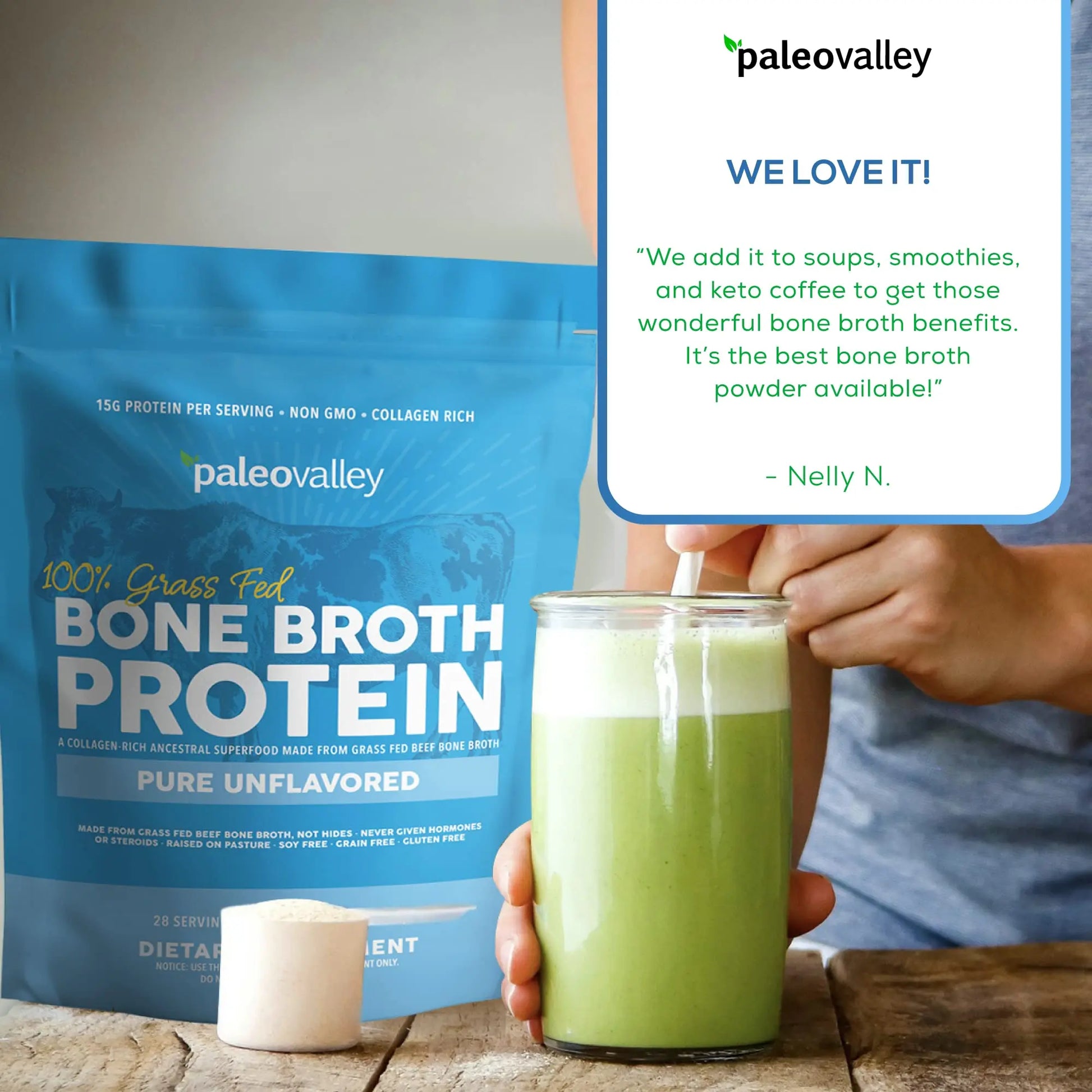 Paleovalley 100% Grass Fed Beef Bone Broth Protein Powder - Rich in Collagen Peptides Paleovalley Au supplements