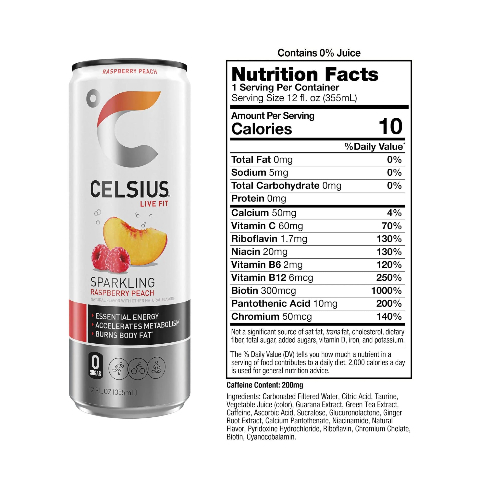 CELSIUS Sparkling Raspberry Peach, Functional Essential Energy Drink 12 Fl Oz (Pack of 12) CELSIUS Au supplements