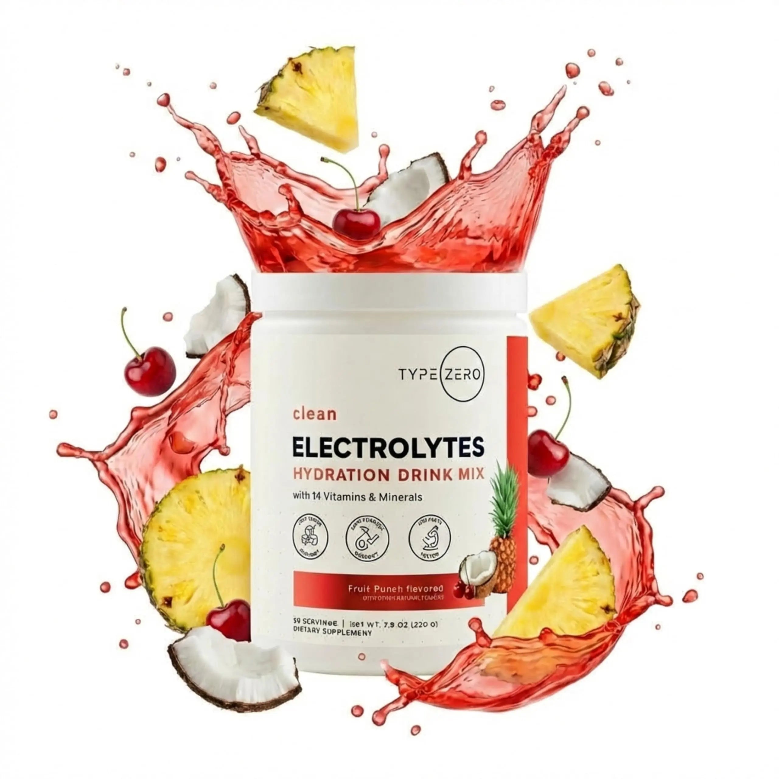 Type Zero Clean Electrolytes Hydration Powder Drink Mix + 14 Essential Vitamins & Minerals - Sugar Free, Zero Artificial Ingredients - Fruit Punch, 50 Servings Type Zero Au supplements