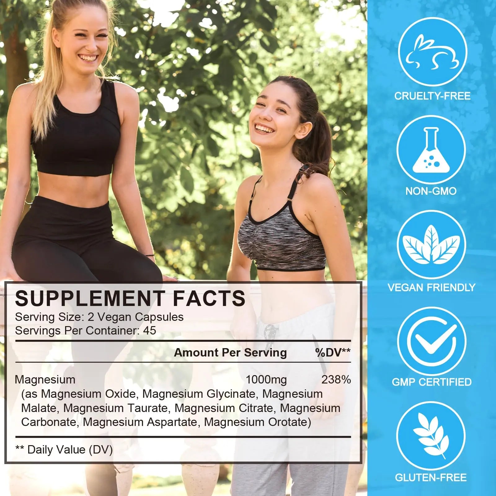 Magnesium Complex 8-in-1 High Potency with 8 Essential Forms, Vegan Capsules for Muscle, Nerve & Bowel Support, Relief Fatigue & Improve Sleep (90 Capsules) KITNOBLIS Au supplements