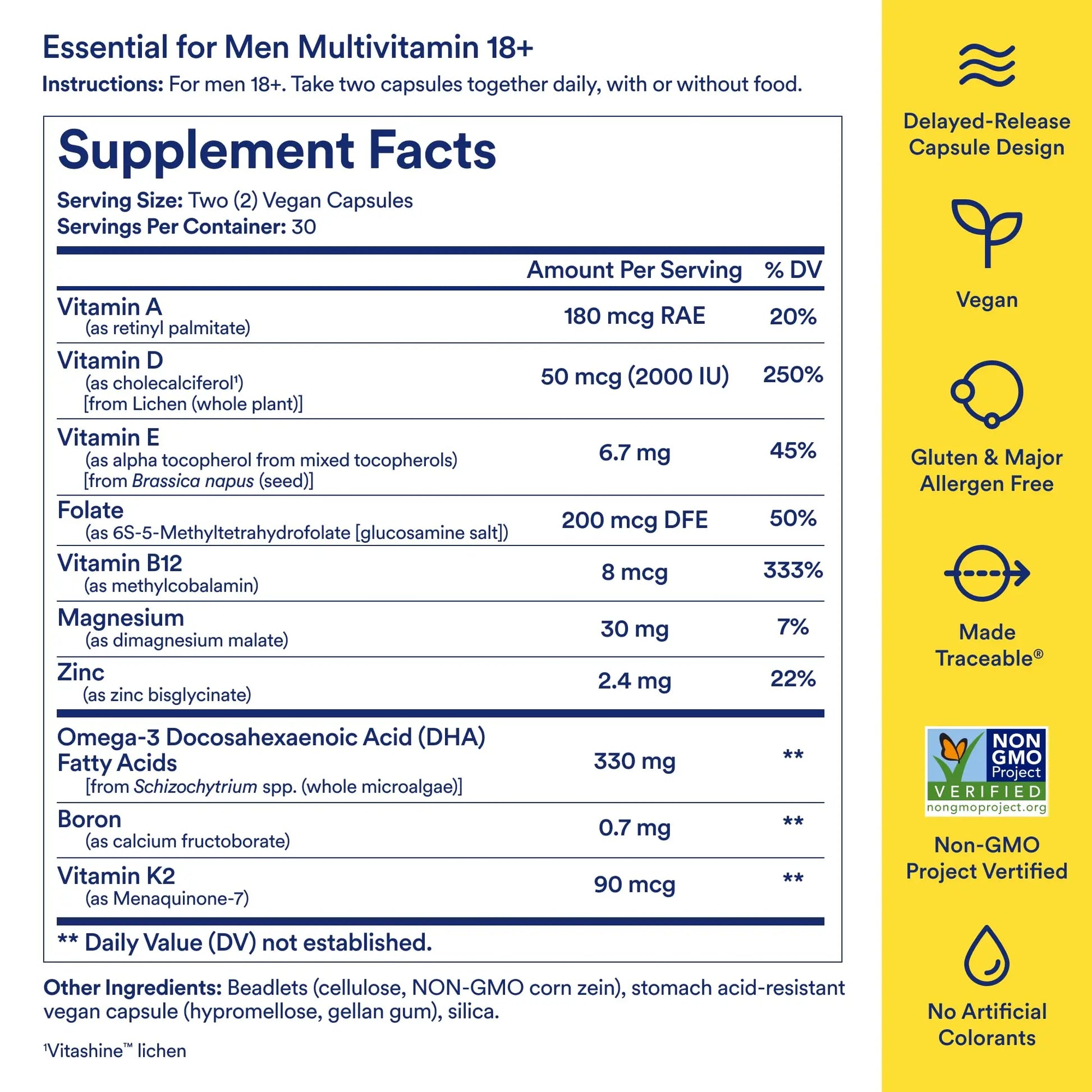 Ritual Multivitamin for Men 18+ with Zinc, Vitamin A and D3 for Immune Function Support*, Omega-3 DHA, B12, K2 Ritual Au supplements