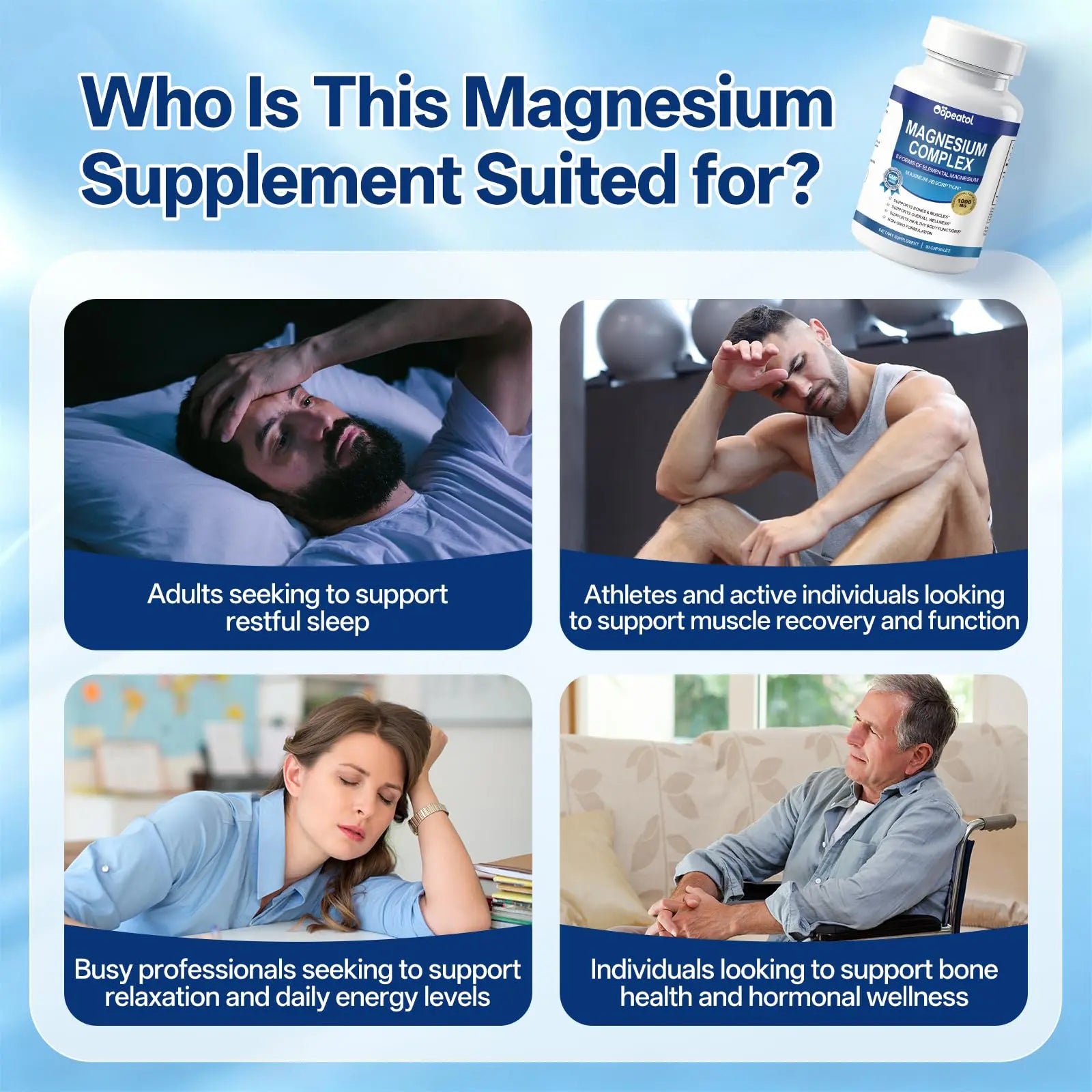 8 in 1 Magnesium Complex Capsules 1000mg for Women and Men - Highly Absorbable Magnesium Supplement Supports Muscle Relaxation Sleep & Energy | NSF Certified, GMP, Gluten Free, Vegan Oopeatol Au supplements