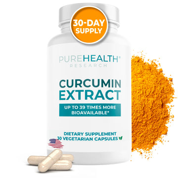 PUREHEALTH RESEARCH Curcumin Extract - High Absorption Turmeric Supplement for Robust Immune Support - Joint Support for Overworked Joints and Muscles - Powered by Curcugen x39 Bioavailable - 1 Bottle PUREHEALTH RESEARCH Au supplements