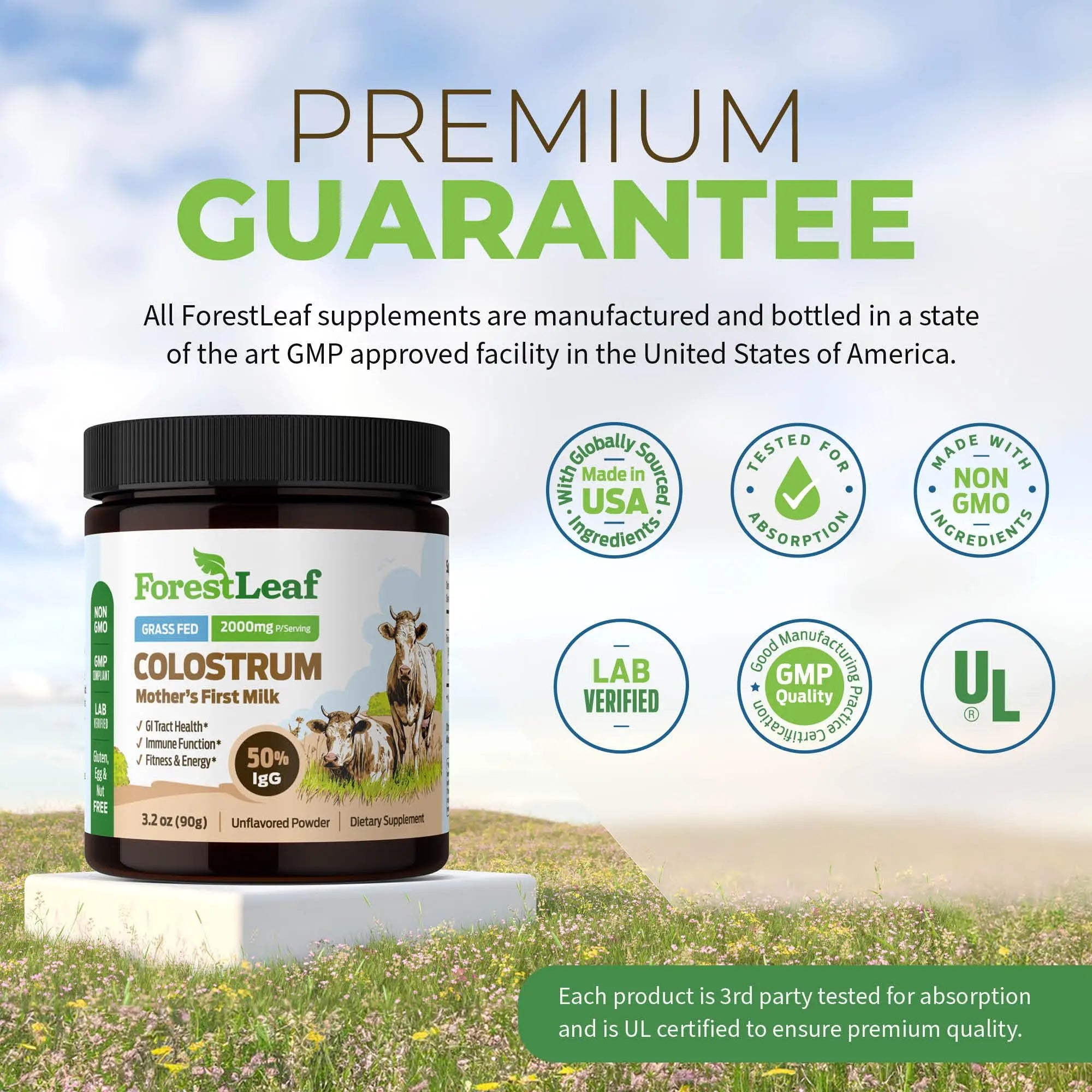 ForestLeaf Colostrum Powder 50% IgG Highest Concentration - Grass Fed Bovine ForestLeaf Au supplements