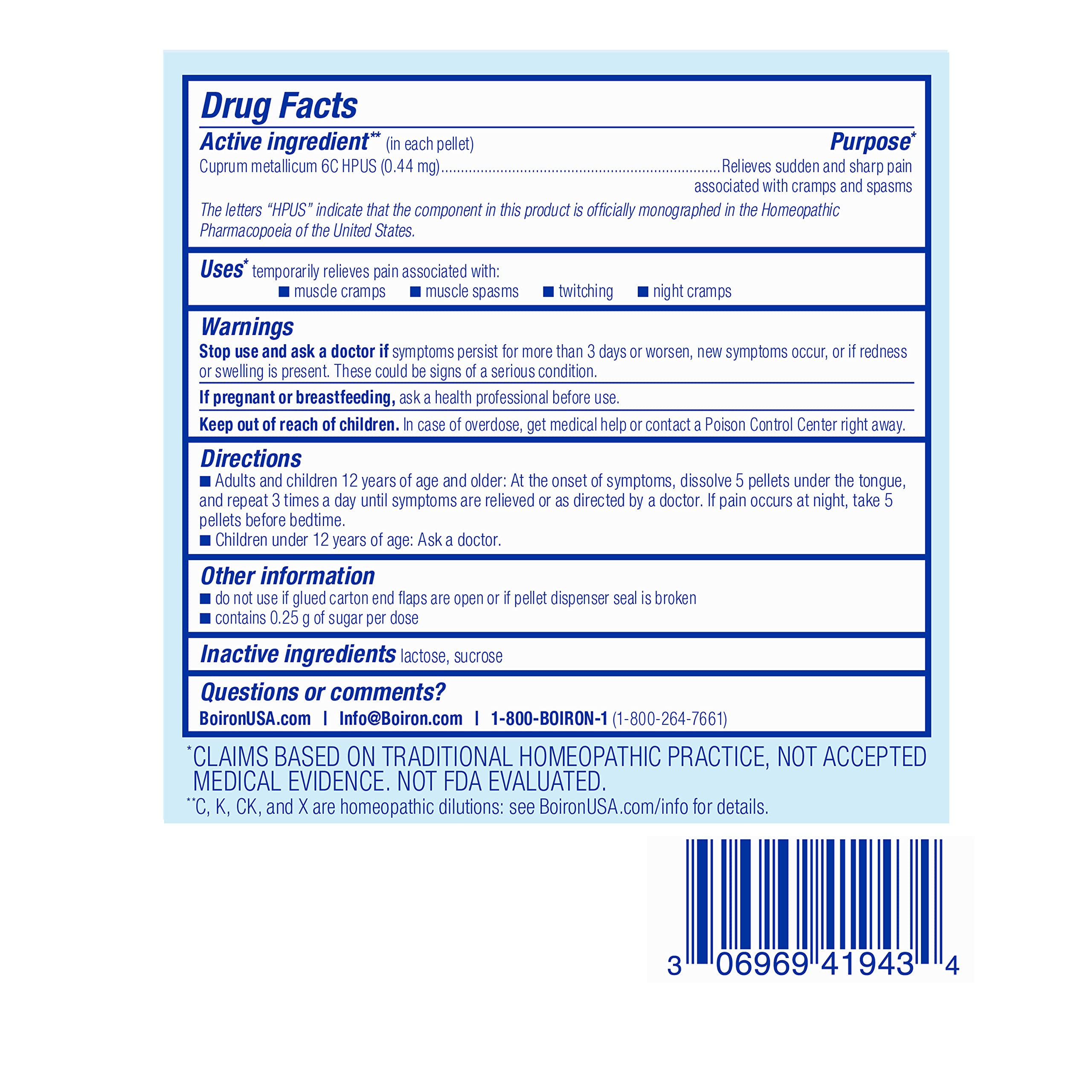 Boiron Cuprum Metallicum 6C Homeopathic Medicine for Nighttime Leg Cramp Relief, Muscle Cramps, and Spasms - 3 Count (240 Pellets) Boiron Au supplements