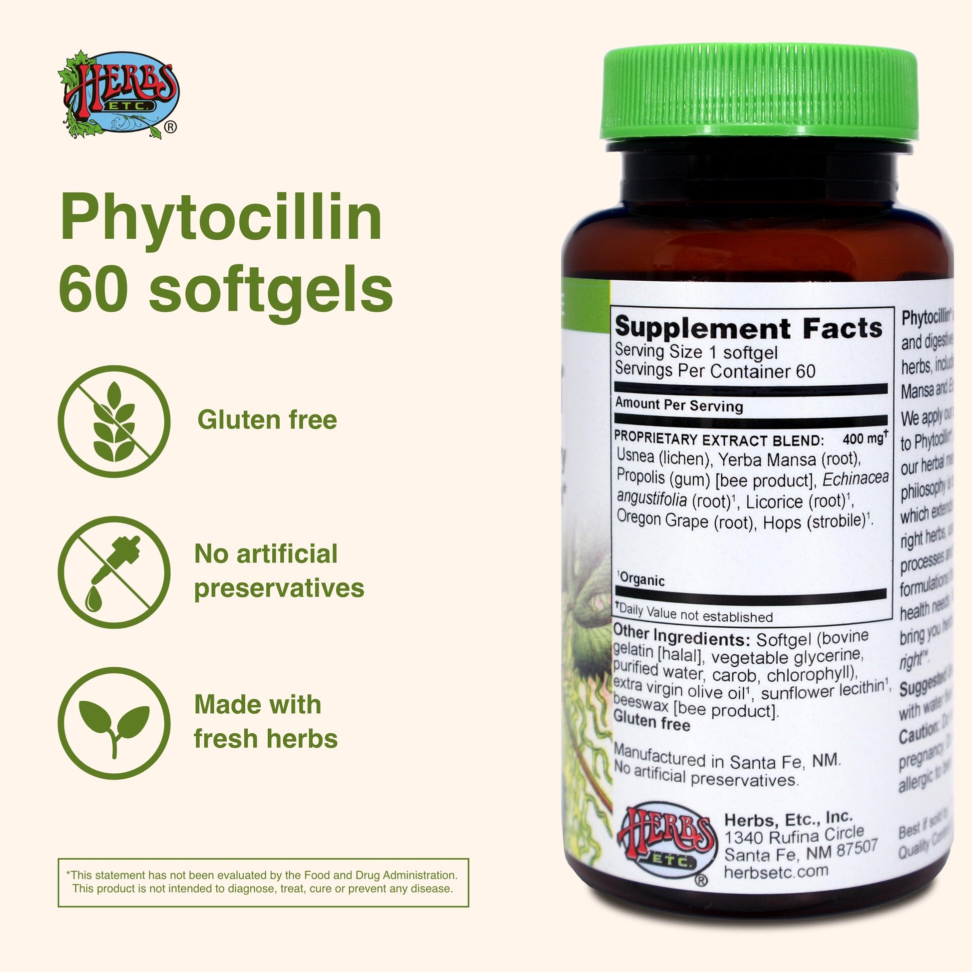Herbs Etc. Phytocillin - Respiratory & Digestive Health Support Supplement - Herbal Formula to Support Digestion - Support Healthy Breathing - 60 Softgels (60 Servings) Herbs Etc. Au supplements