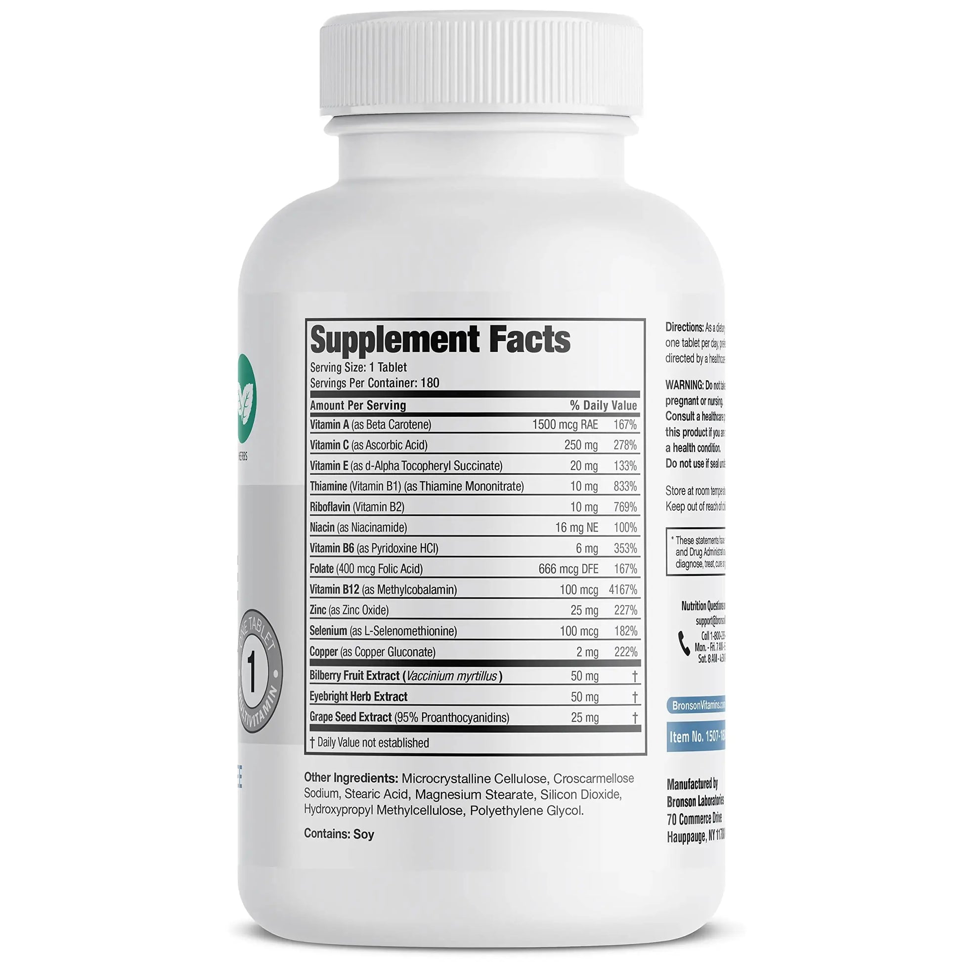 Bronson ONE Daily Vision Complete Eye Health Support Multivitamin Multimineral Supplement Formula, 180 Tablets Bronson Au supplements