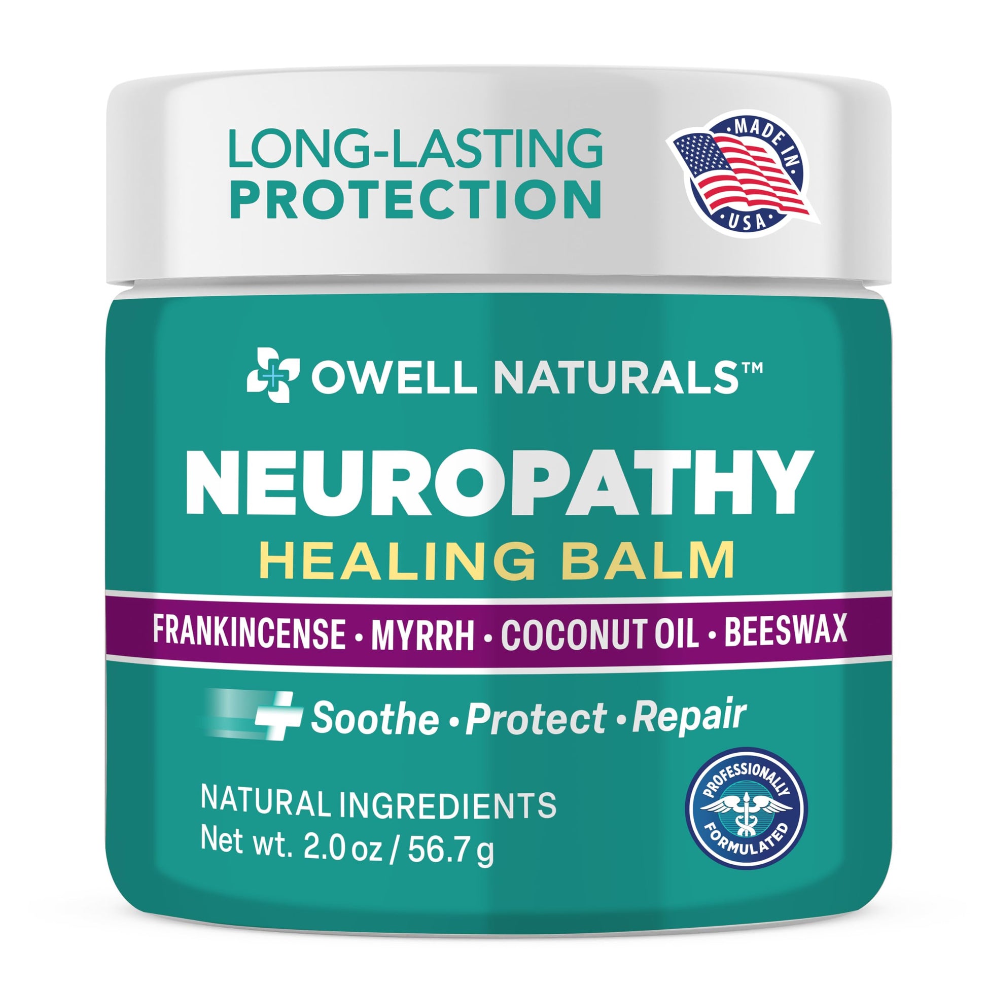Owell Naturals Neuropathy Balm for Feet, Muscles & Joints – Long Lasting Comfort Formula with Frankincense, Myrrh, Coconut Oil, Beeswax – Fast Absorbing Botanical Skin Care, 2 oz Owell Naturals Au supplements