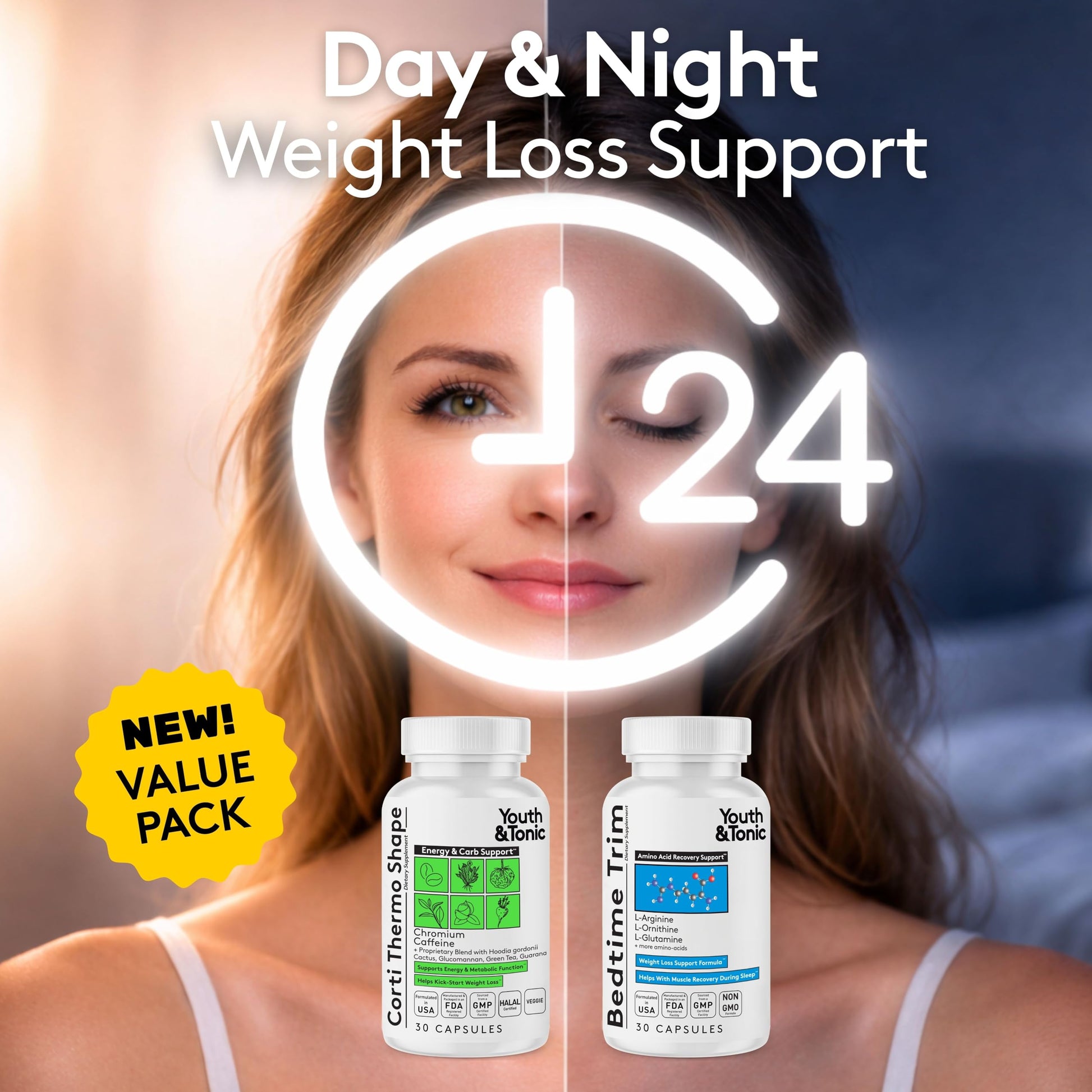 Youth & Tonic PM Bedtime Trim for Lean Appearance & Muscle Definition Support – Nighttime Amino Acids Supplement for Overnight Recovery, Men & Women, 30 Capsules Youth & Tonic Au supplements