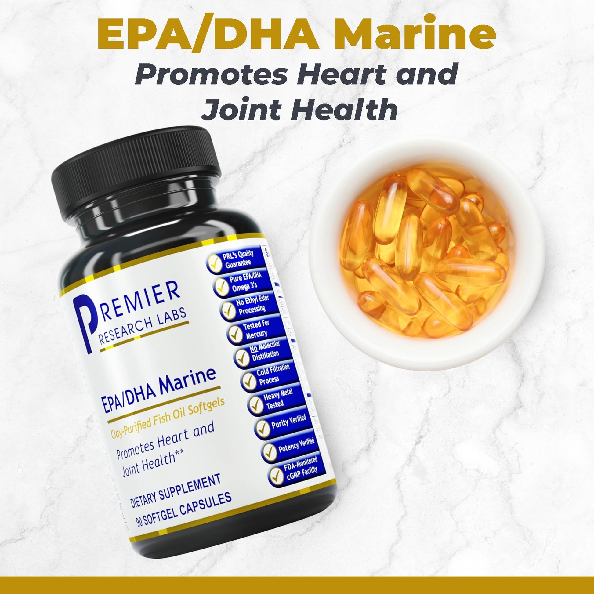 Premier Research Labs EPA DHA Marine Softgels - Omega 3 Fish Oil, EPA DHA Omega 3 Supplement, Fatty Acids for Women & Men, Natural - 90 Softgel Capsules Premier Research Labs Au supplements