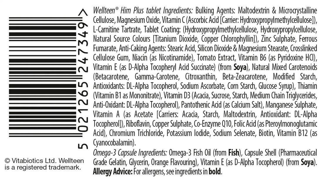 Vitabiotics Wellteen Him Plus Tablets/Capsules, 56 Count (Pack of 1) Wellteen Au supplements