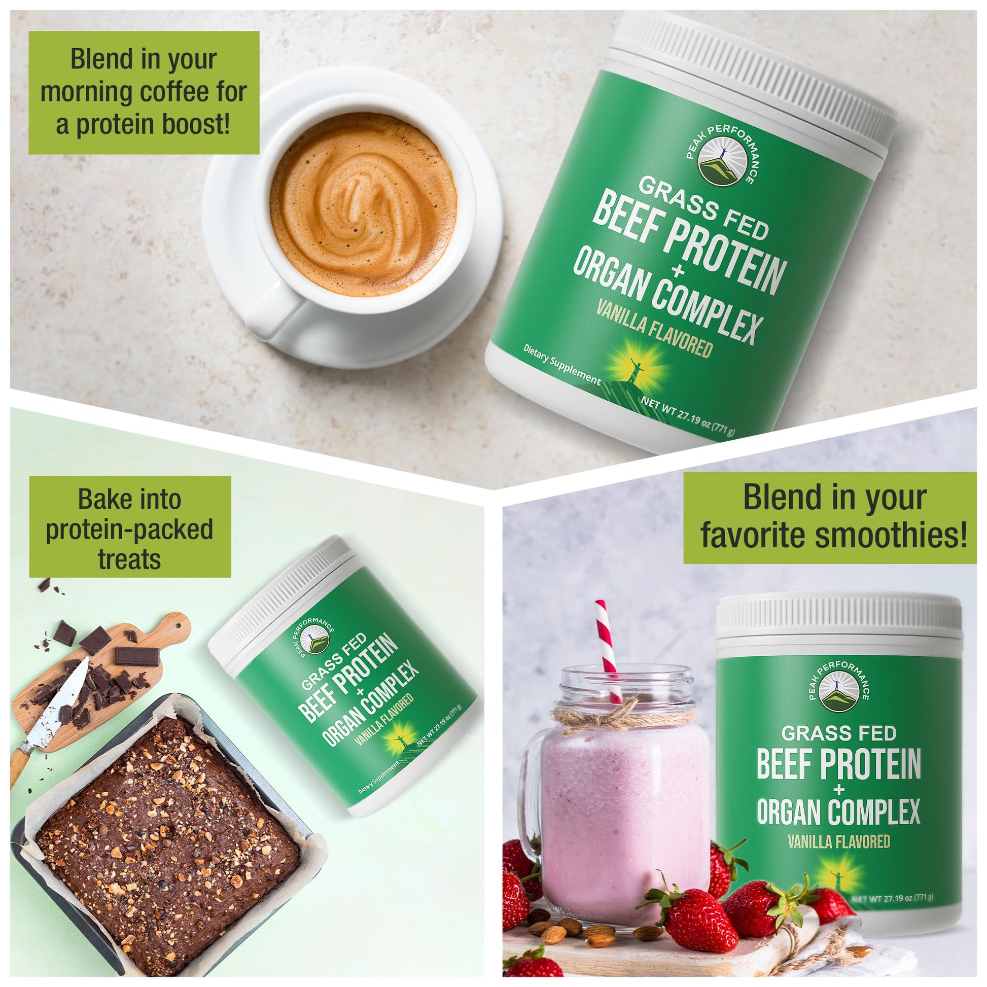 Grass Fed Beef Protein Powder + Organ Complex. Lactose Free Great Tasting Beef Protein Isolate. Animal Based Non Dairy No Whey Paleo Carnivore Supplement for Muscle Building. Vanilla Flavor Peak Performance Au supplements