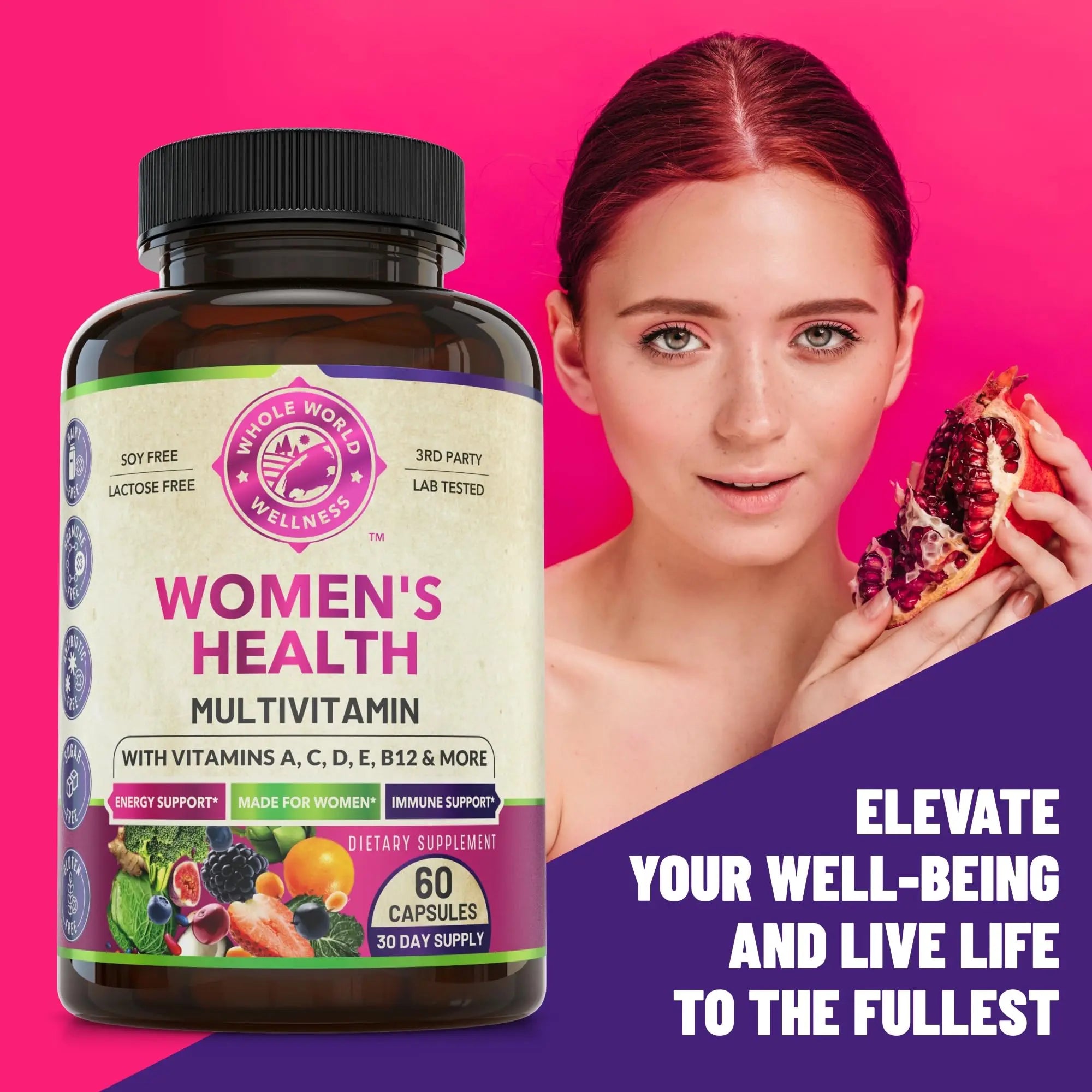 Womens Daily Multivitamins & Multimineral Supplement for Energy, Mood, Focus, Hair WHOLE WORLD WELLNESS Au supplements