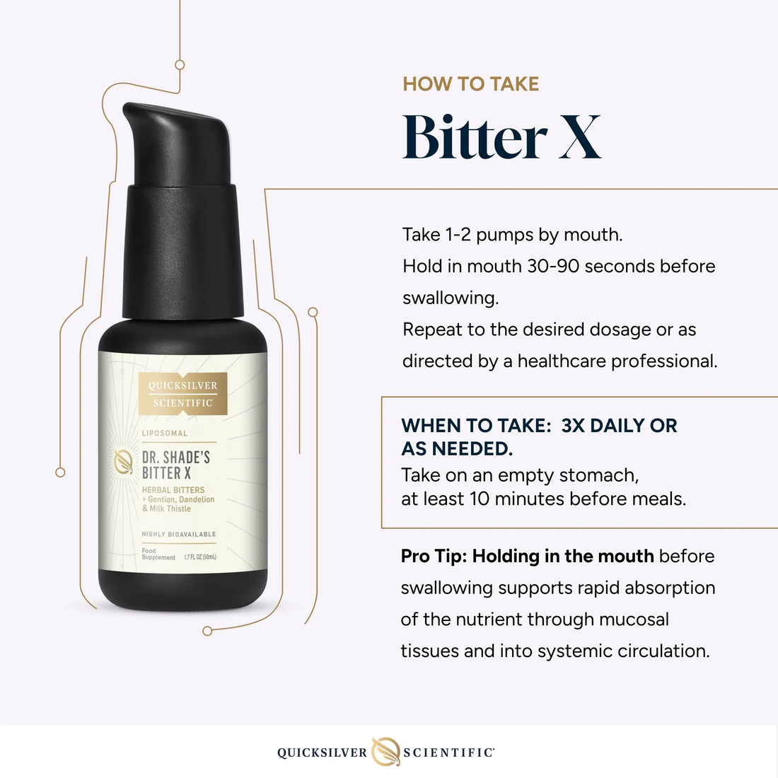 Quicksilver Scientific Dr. Shade's BitterX - Highly Concentrated Bitters for Digestion - Fast Acting Digestive Support & Liver Supplement with Dandelion Root, Gentian Root, Solidago & Myrrh (50ml) Quicksilver Scientific Au supplements